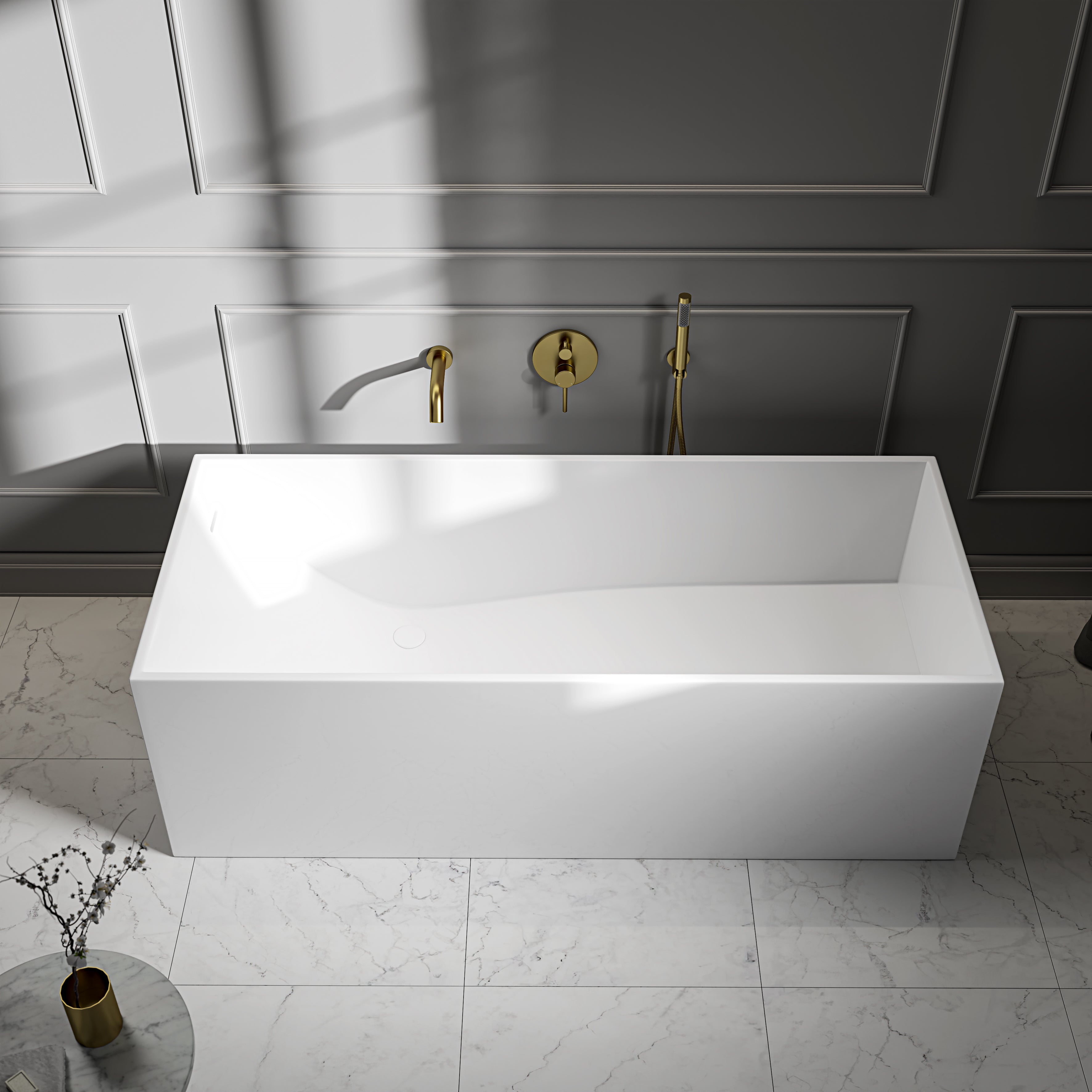 Kirkby Freestanding White Stone Bath 1700mm
