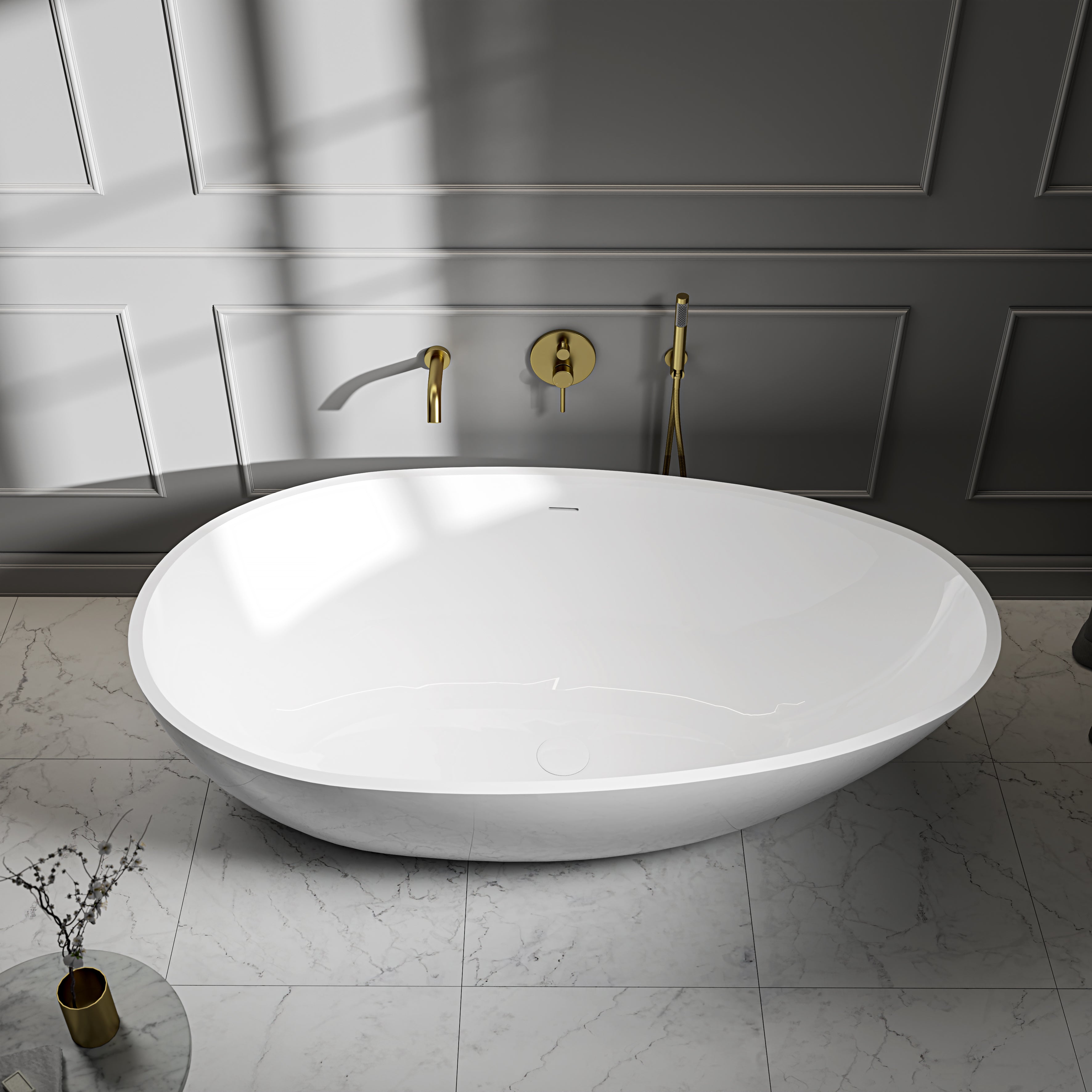 Marlow Freestanding White Stone Bath 1780mm