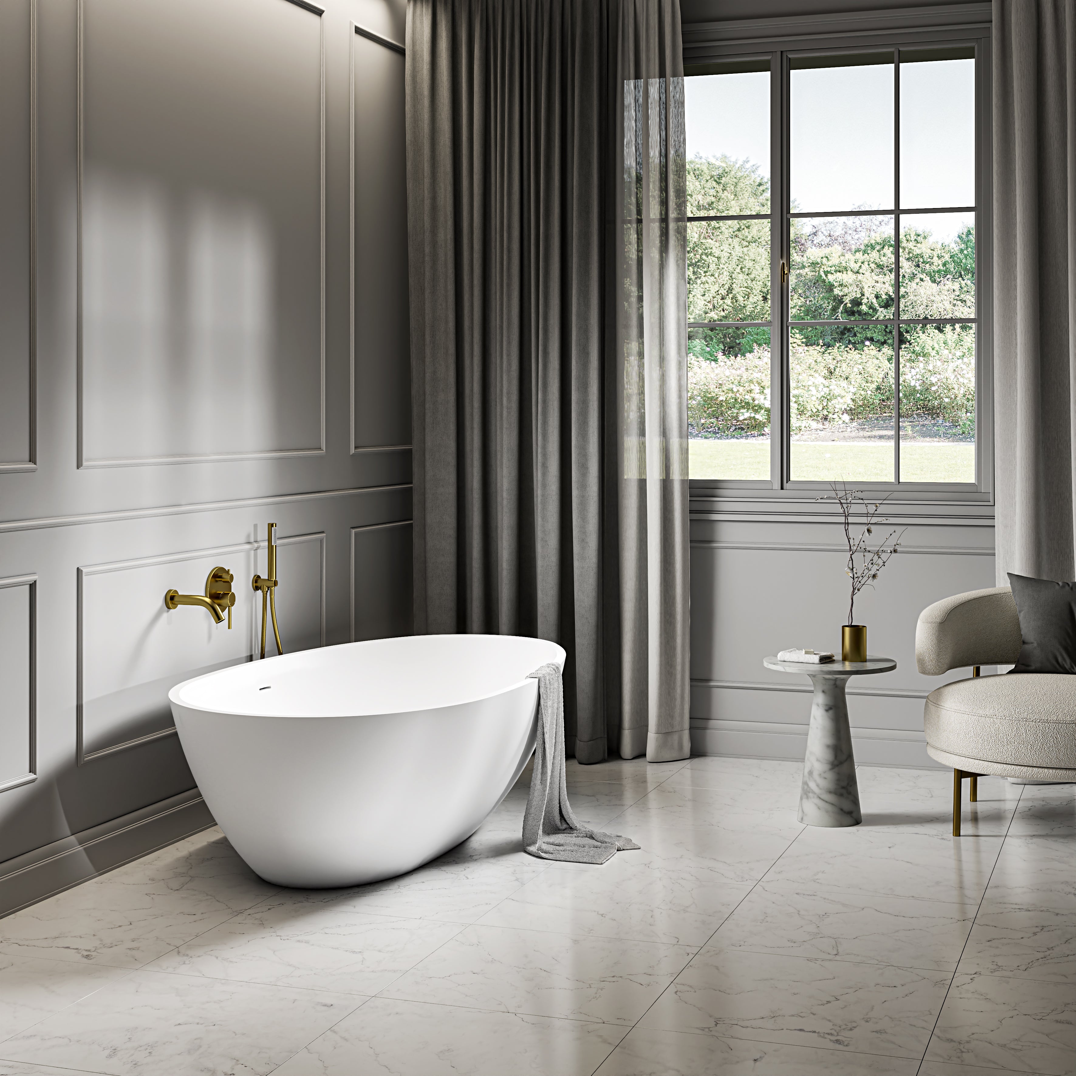 Marlow Freestanding White Stone Bath 1780mm