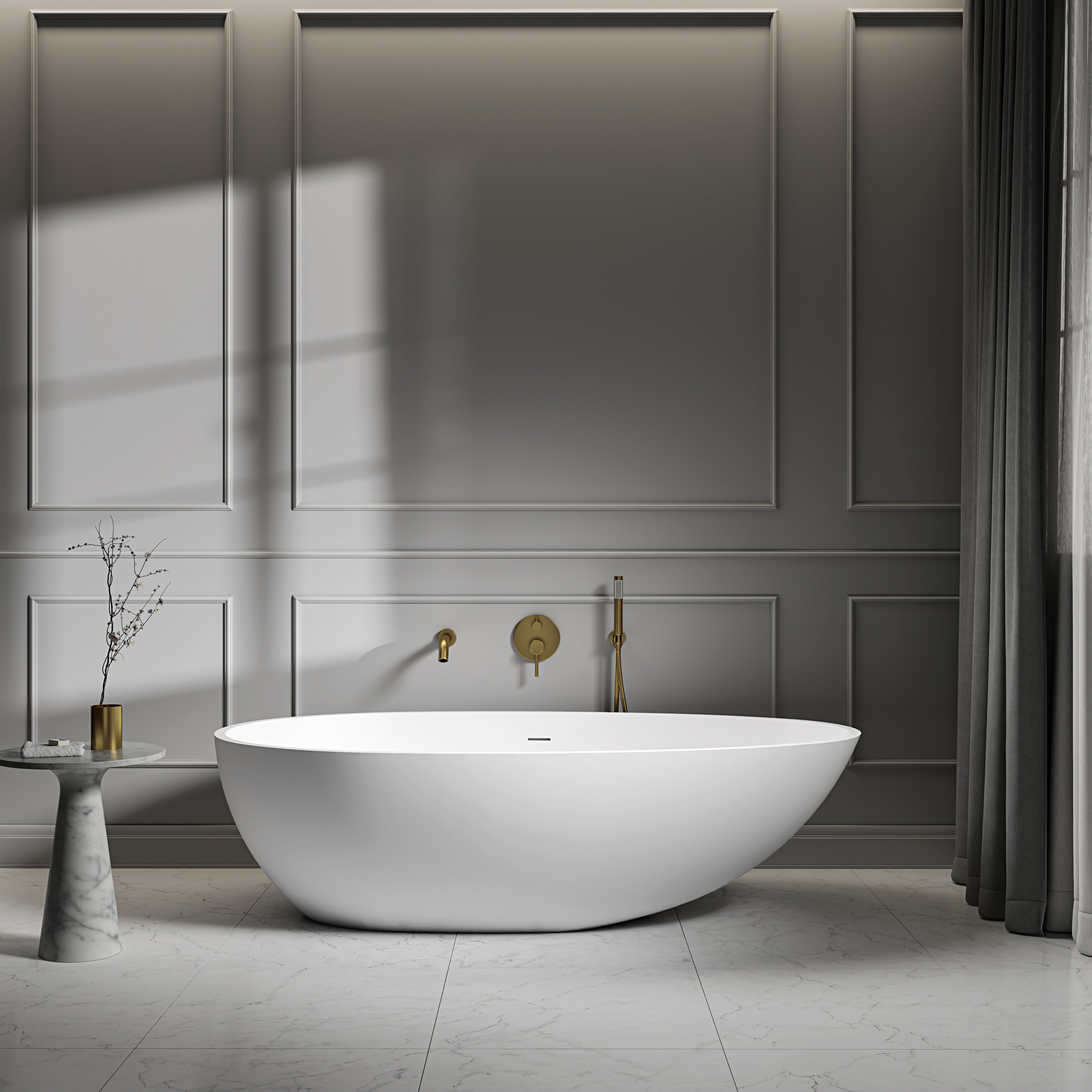 Marlow Freestanding White Stone Bath 1780mm