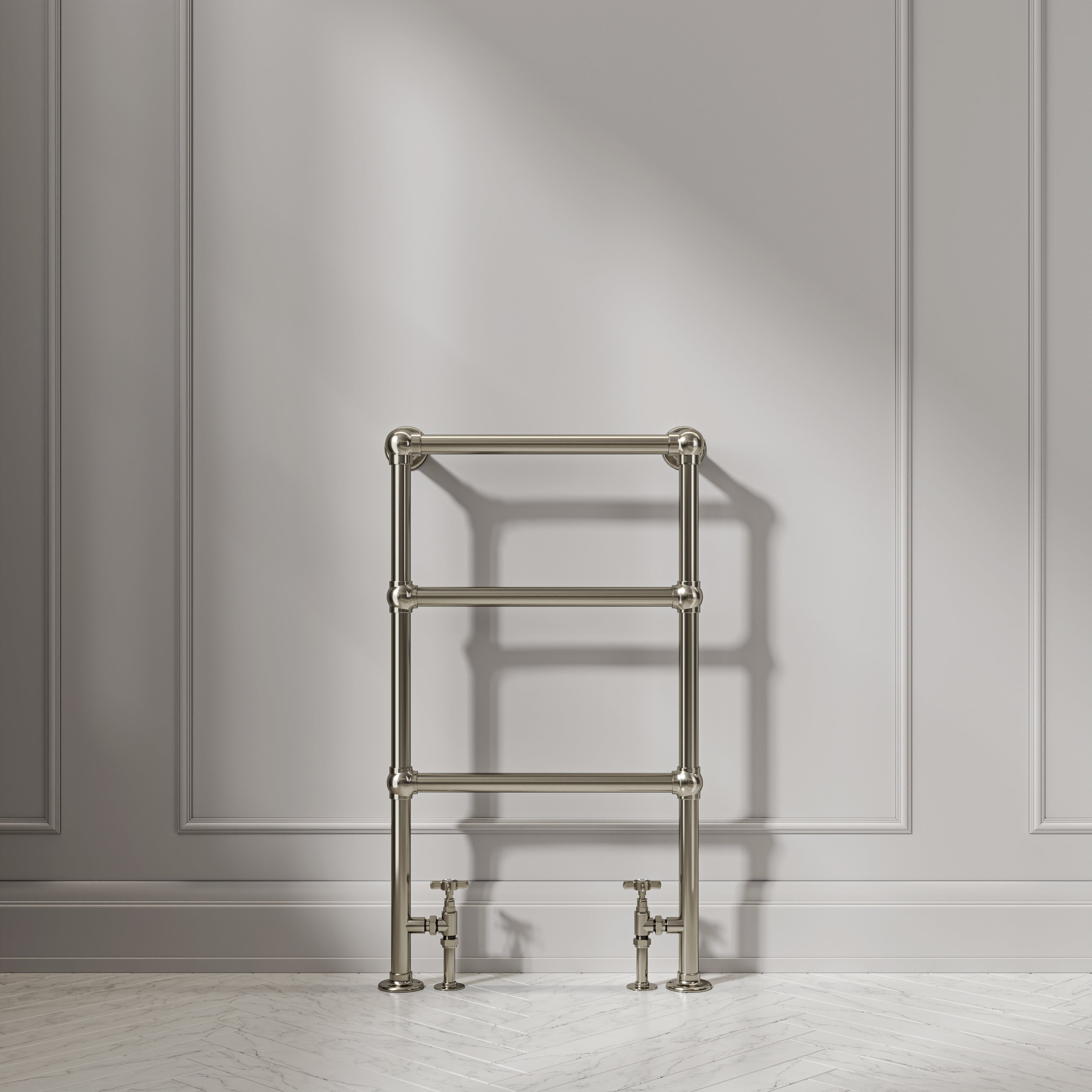 Bella Floor Mounted 3-bar Traditional Heated Towel Warmer Radiator Polished Nickel