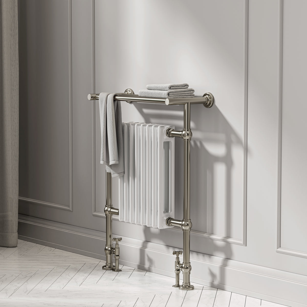 Branford Floor Mounted Traditional Towel Warmer Radiator Polished Nick
