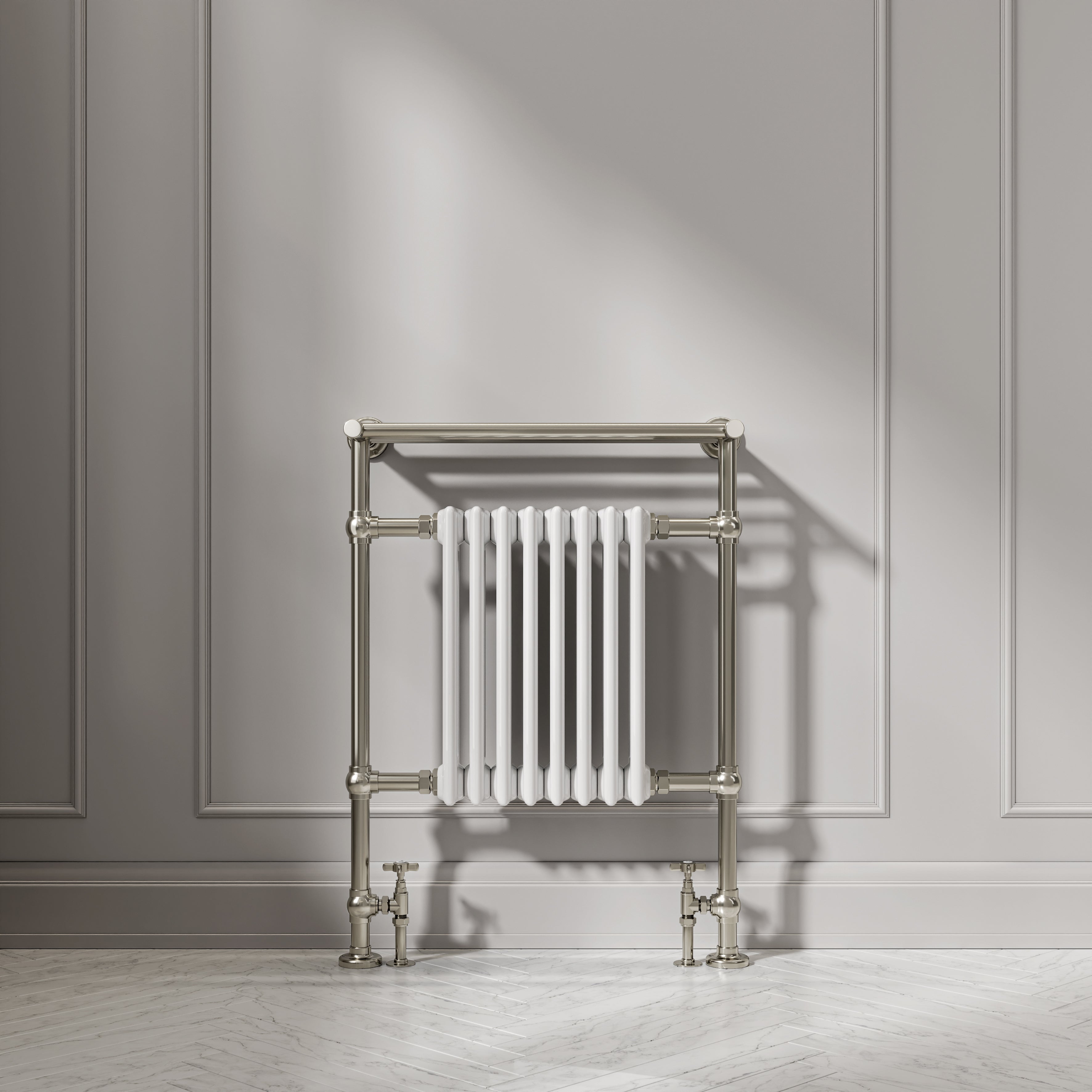 Branford Floor Mounted Traditional Towel Warmer Radiator Polished Nickel