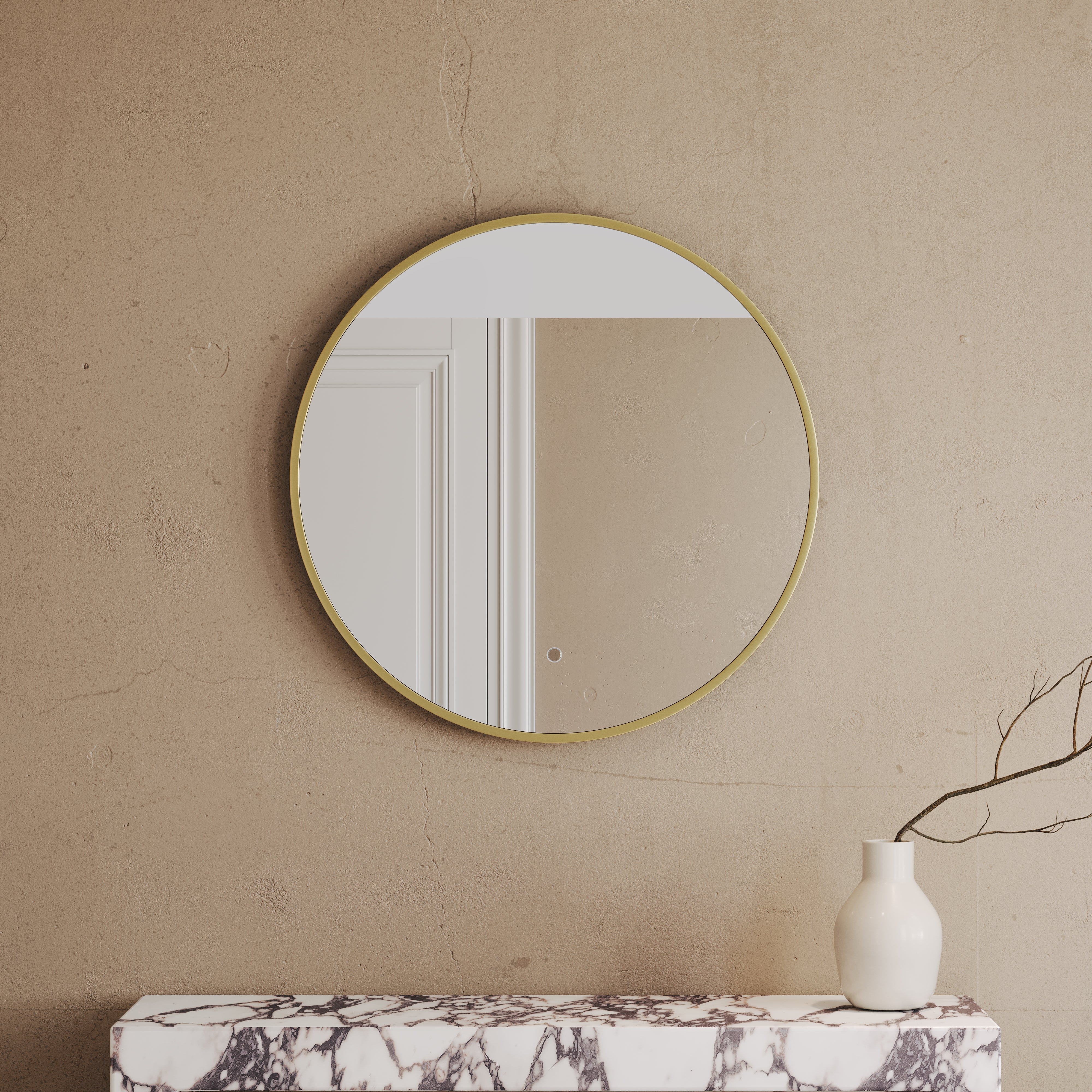 Cielo Mirror with Backlit LED & Demister Brushed Gold 800mm