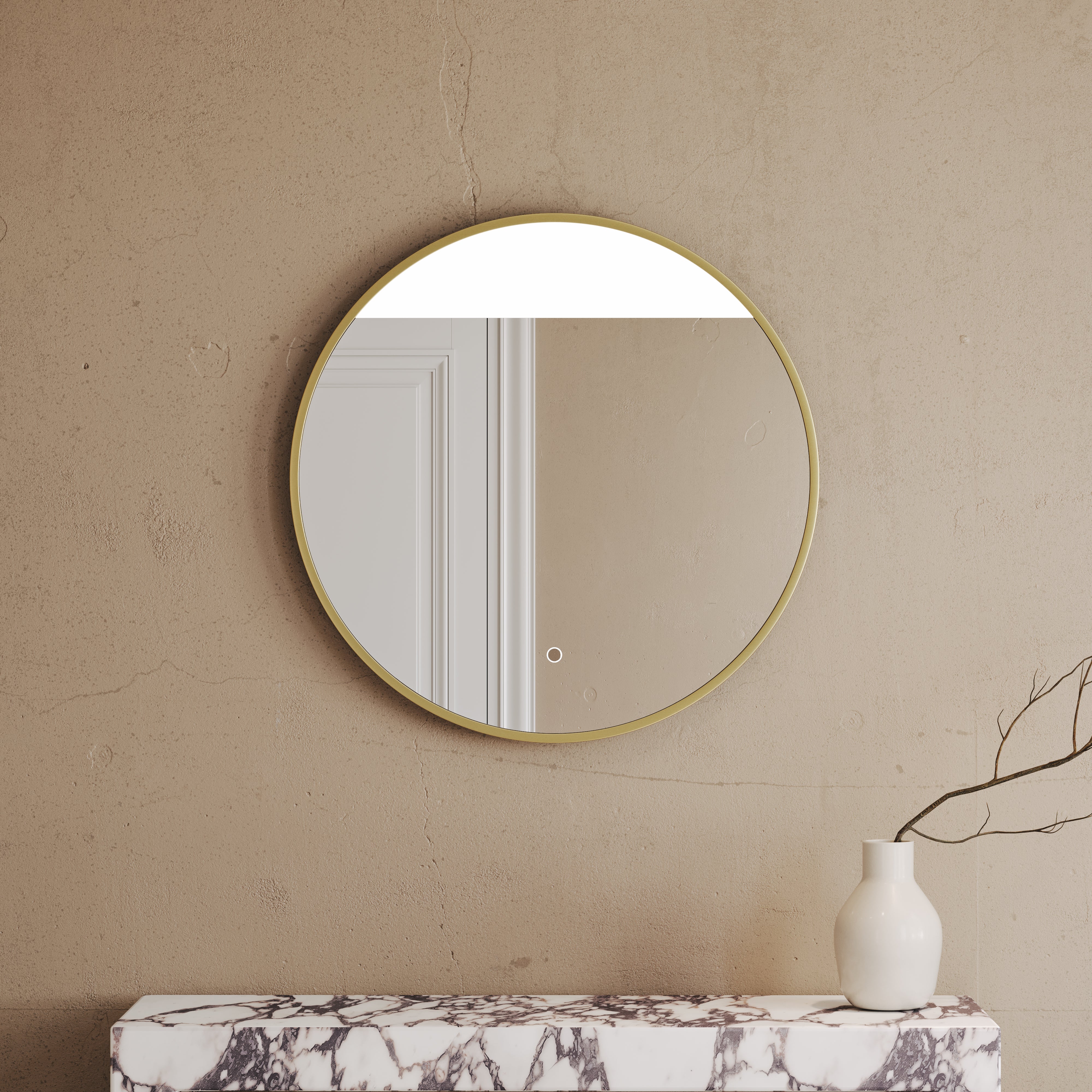 Cielo Mirror with Backlit LED & Demister Brushed Gold 800mm