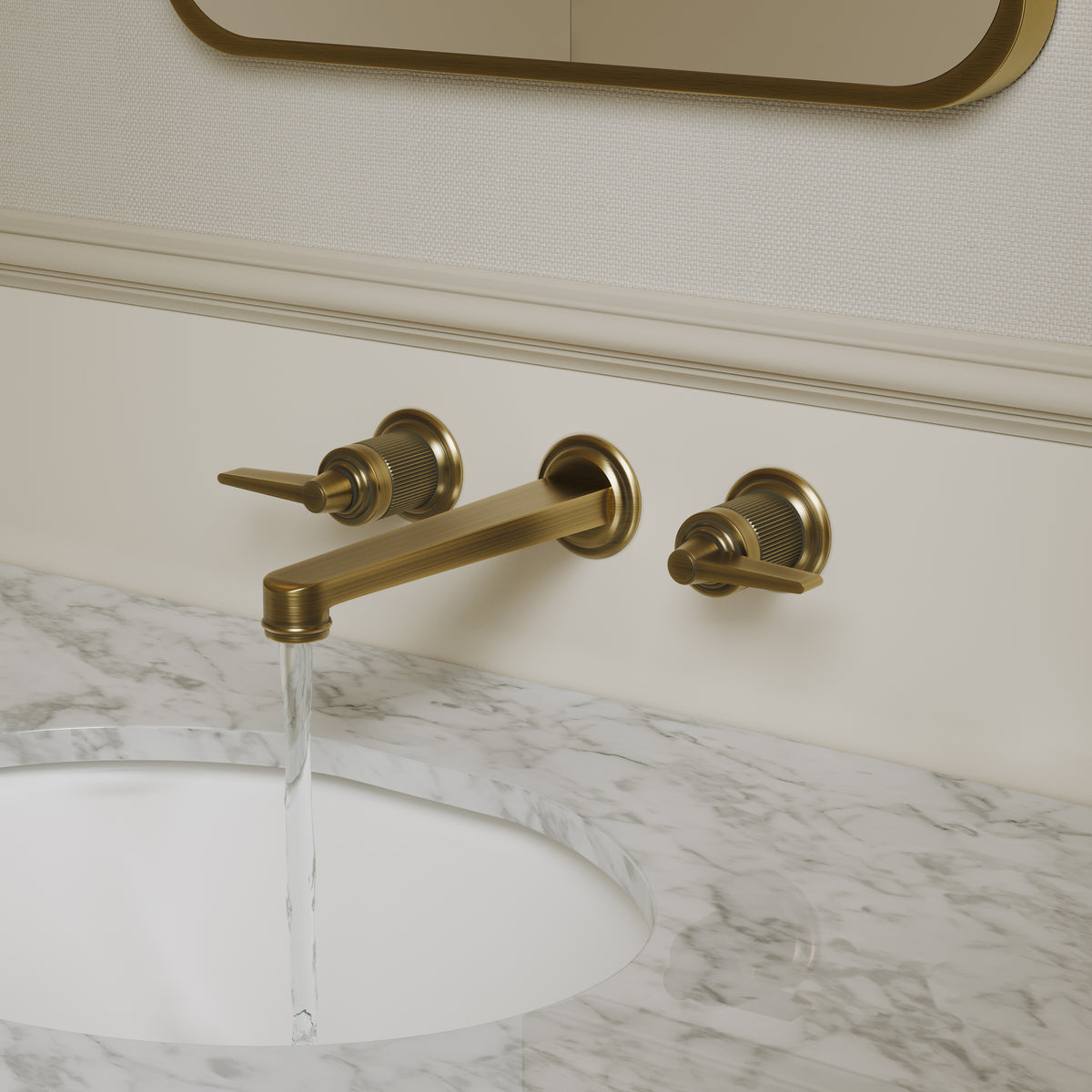 Pembury Brushed Bronze 3 Hole Wall Mounted Basin Mixer Tap
