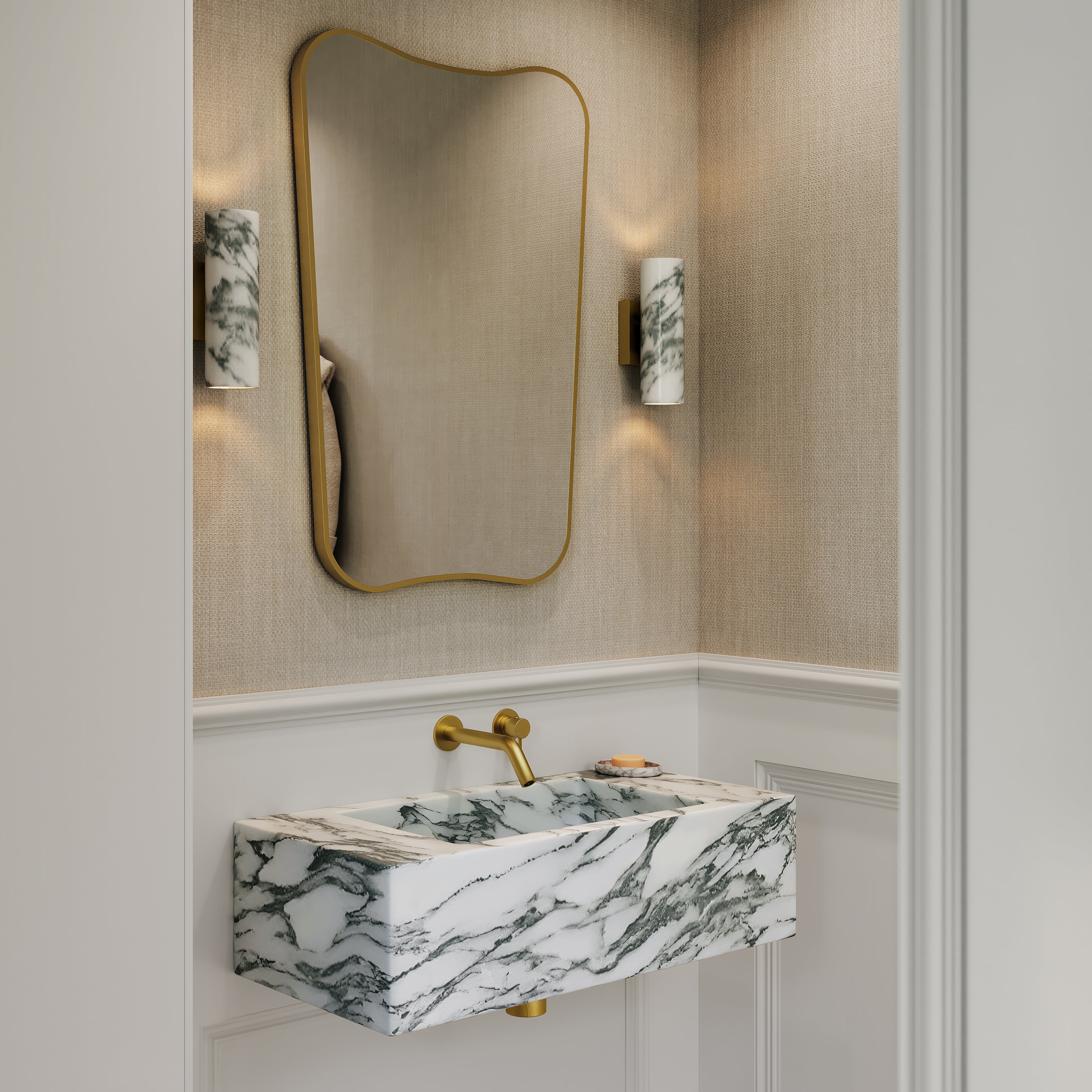 Henley Brushed Gold Curved Mirror 650mm