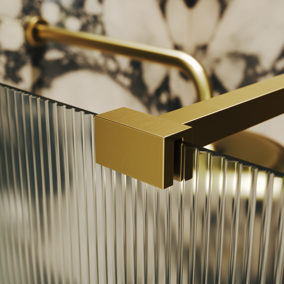 Sterling Reeded Frameless Brushed Gold Shower Screen