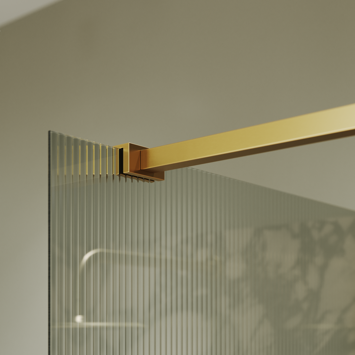 Sterling Reeded Frameless Brushed Gold Shower Screen