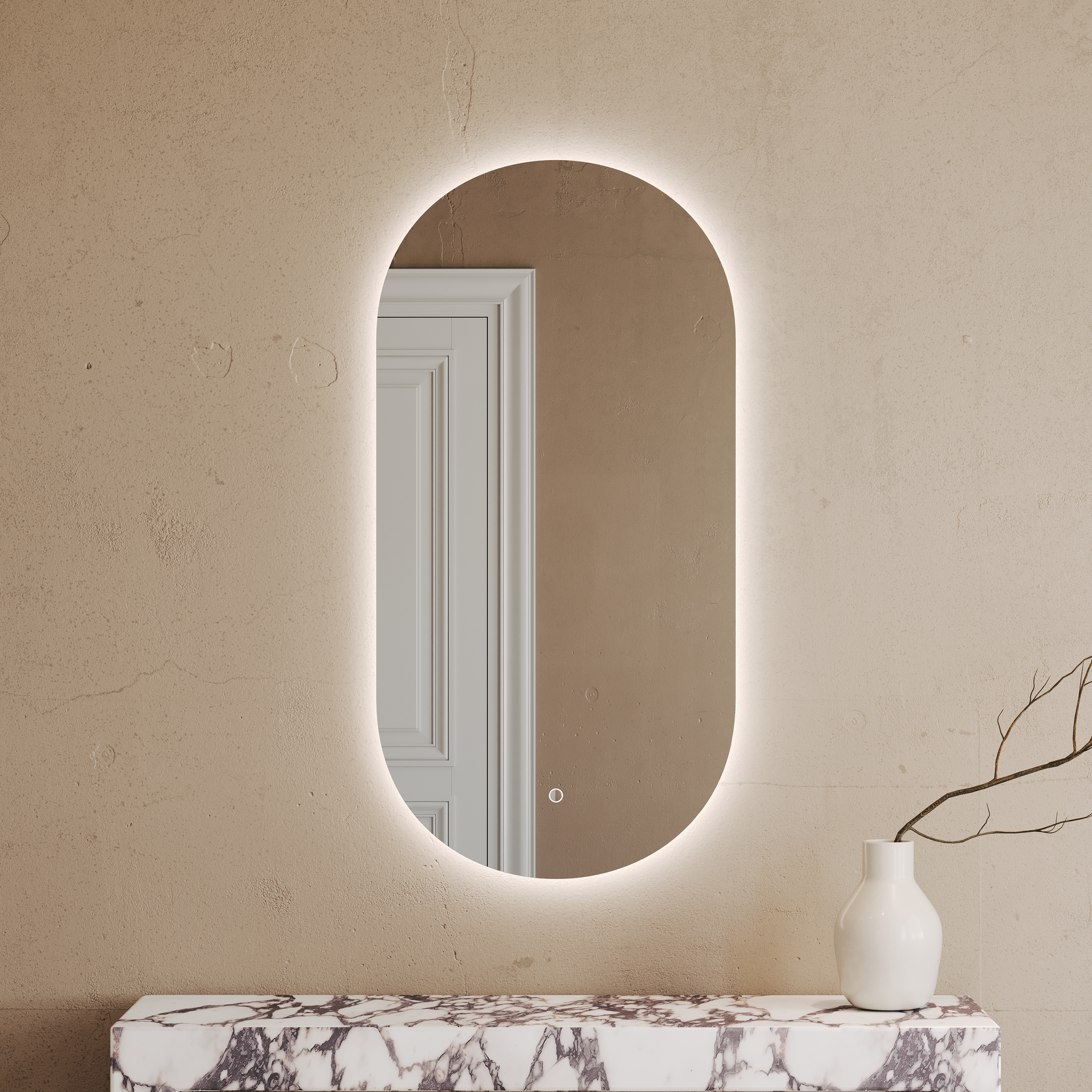 Cellini Oval Mirror with Demister and Light 600mm