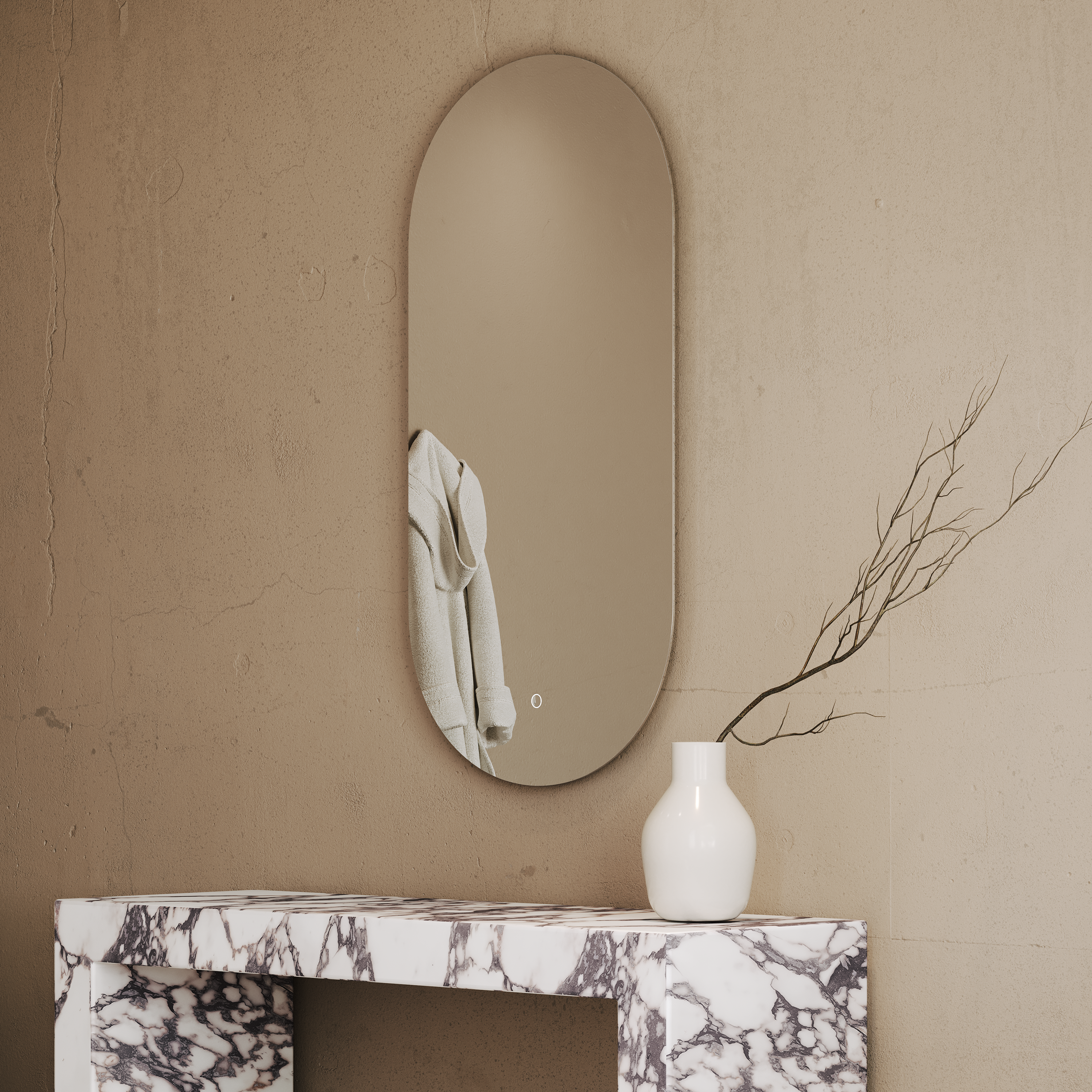 Cellini Oval Mirror with Demister and Light 600mm