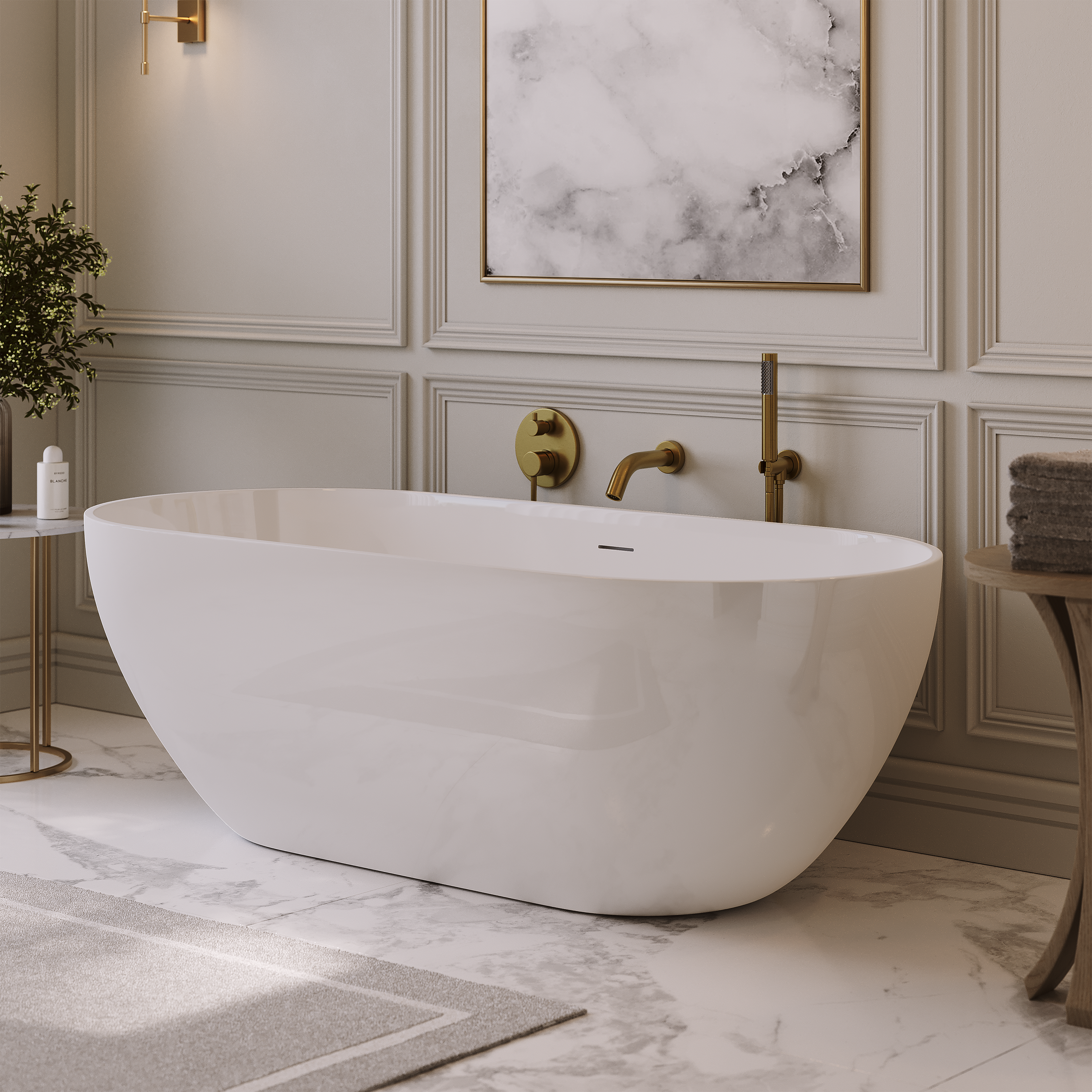 Chesham White Freestanding Stone Bath 1650mm