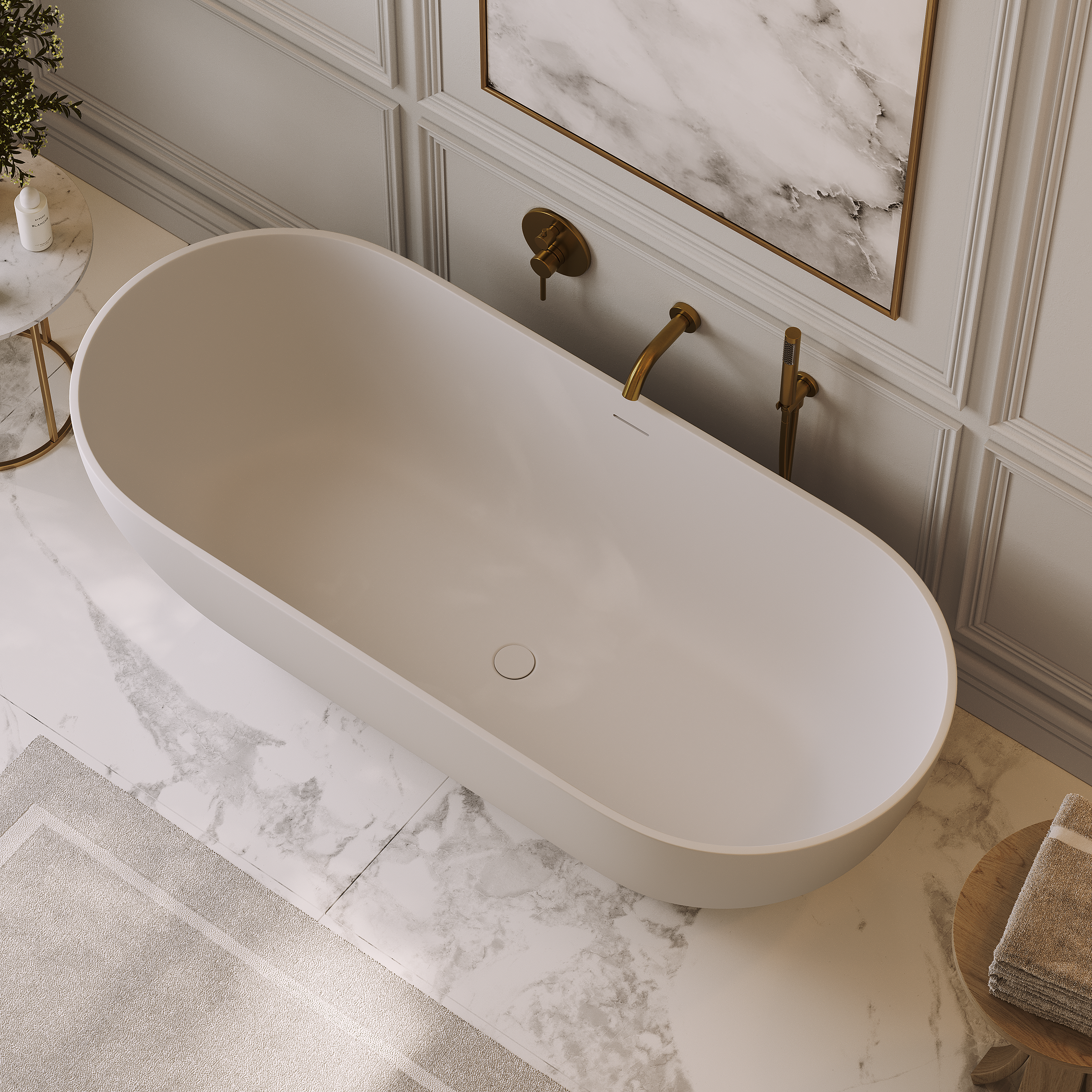 Chesham White Freestanding Stone Bath 1750mm