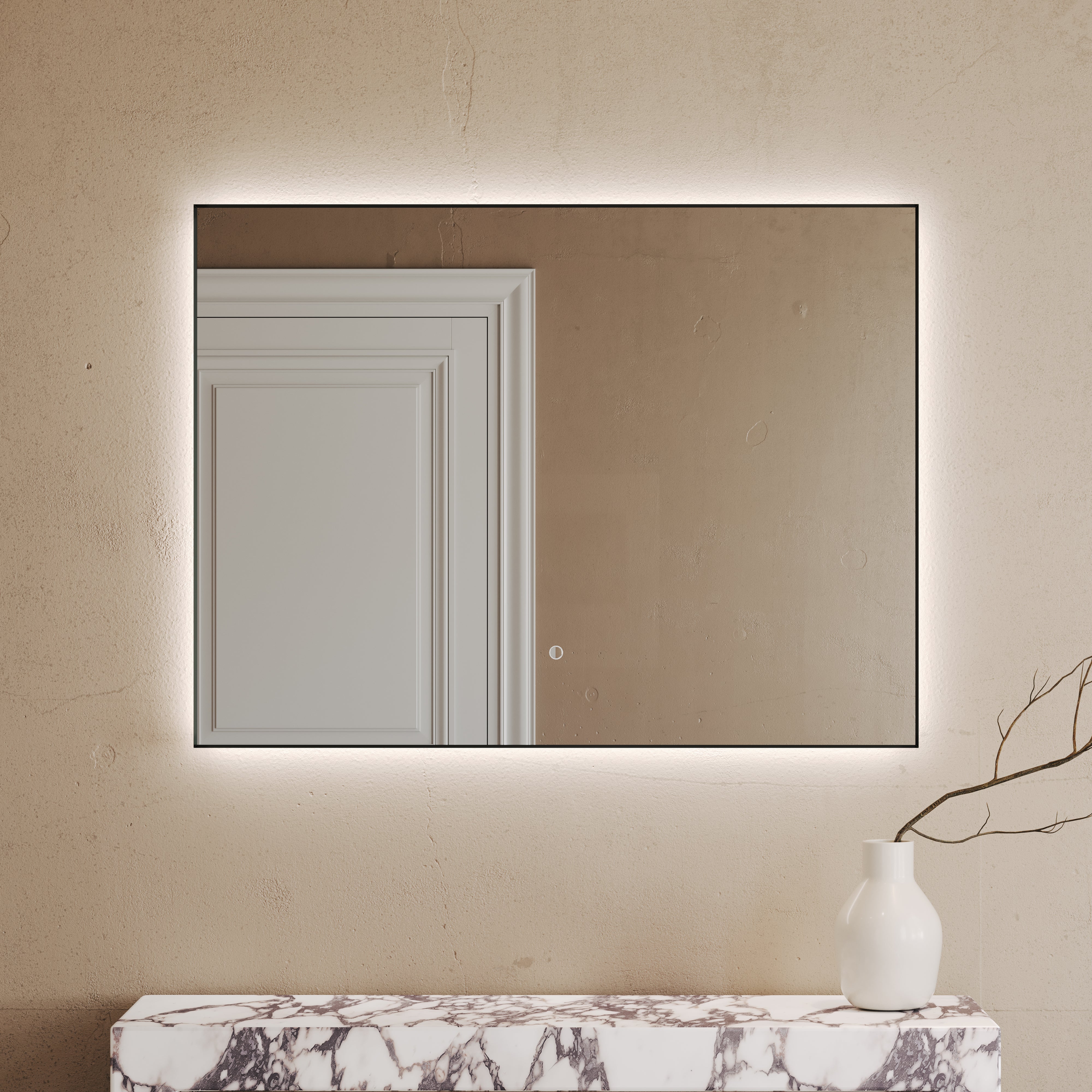 Cielo Mirror with Backlit LED & Demister Matte Black 1200mm