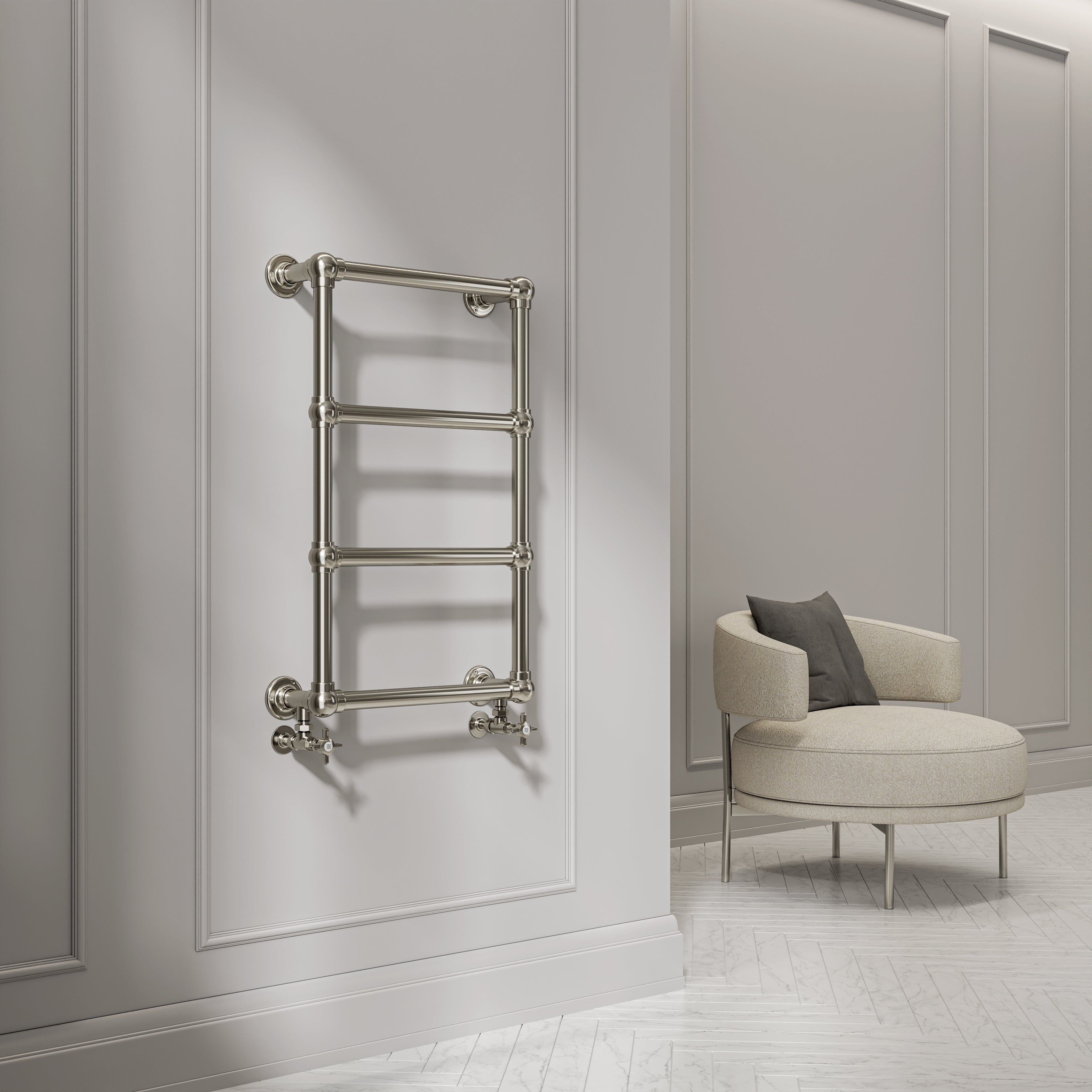 Camden Wall Mounted 4-bar Traditional Heated Towel Warmer Radiator Polished Nickel