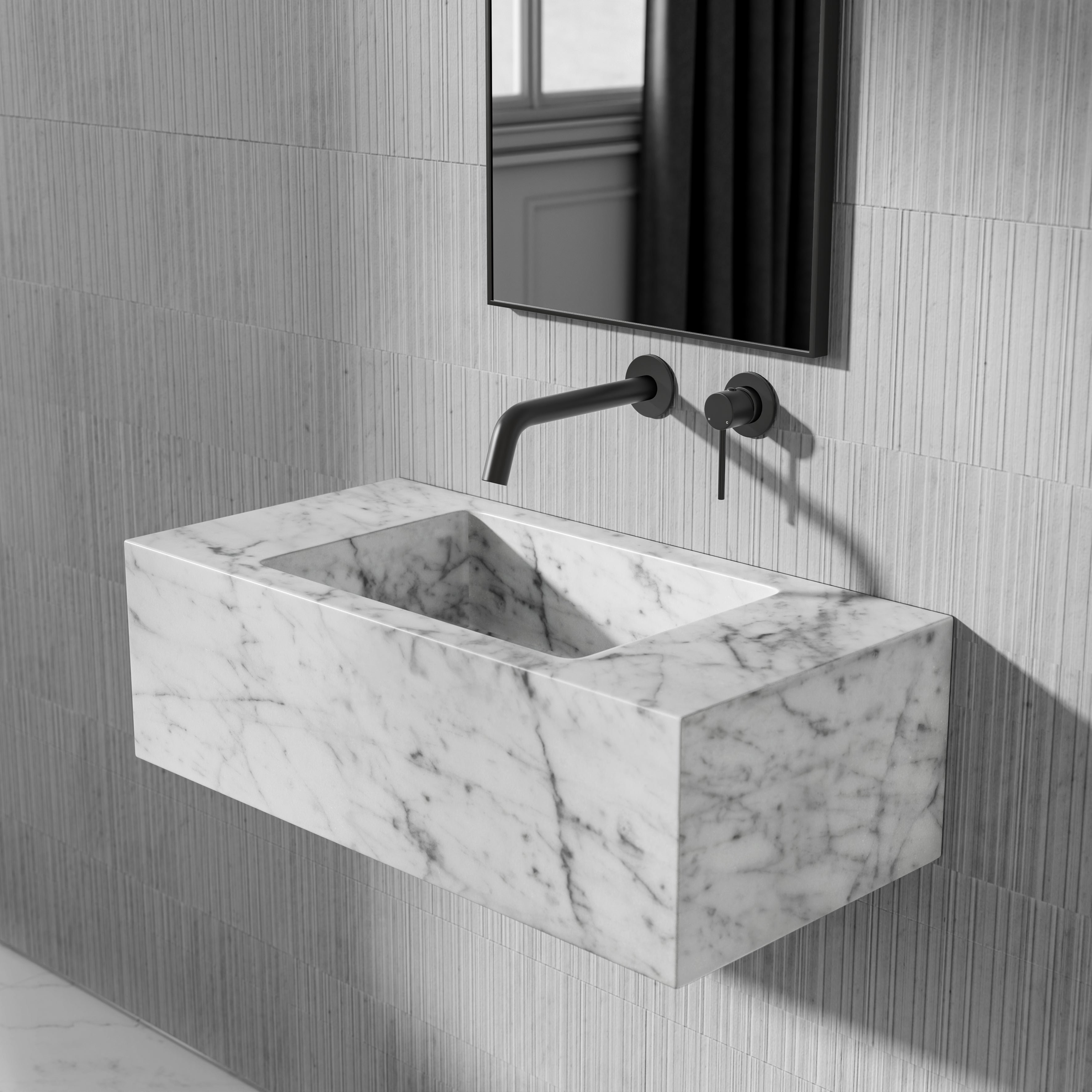 Cinatti Carrara Marble Wall Hung Basin 700mm