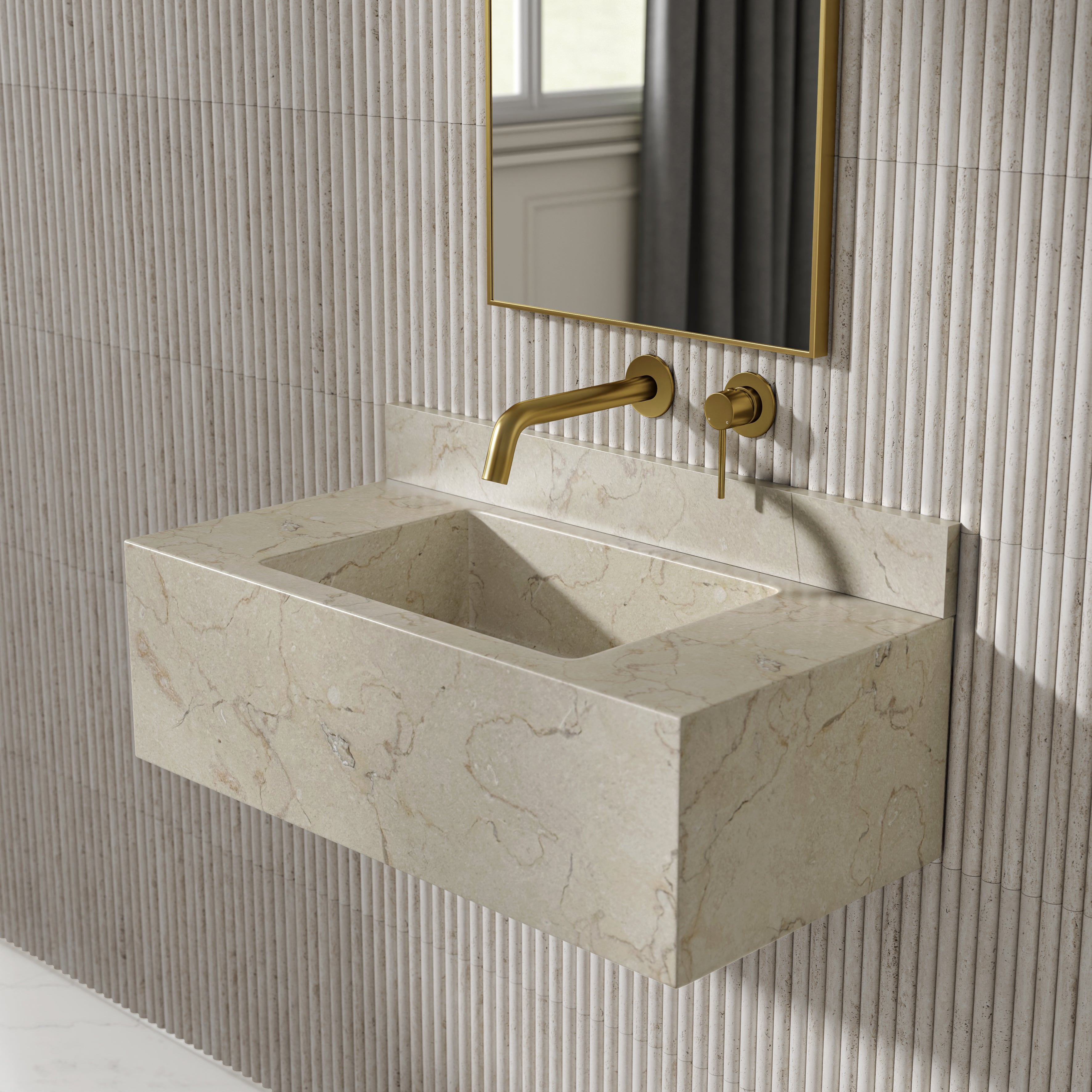 Crema Marfil Marble Upstand 700mm
