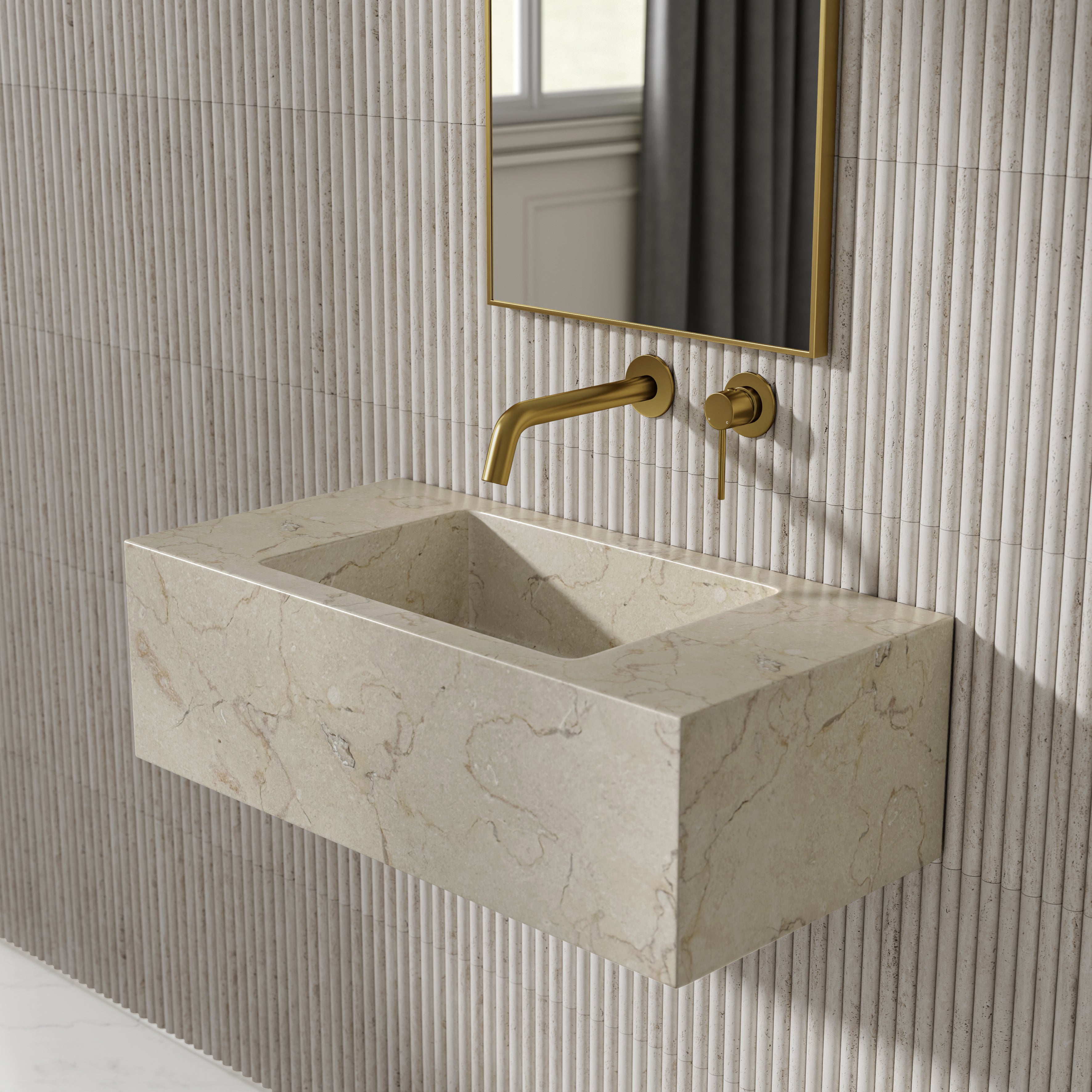 Cinatti Crema Marfil Marble Wall Hung Basin 700mm