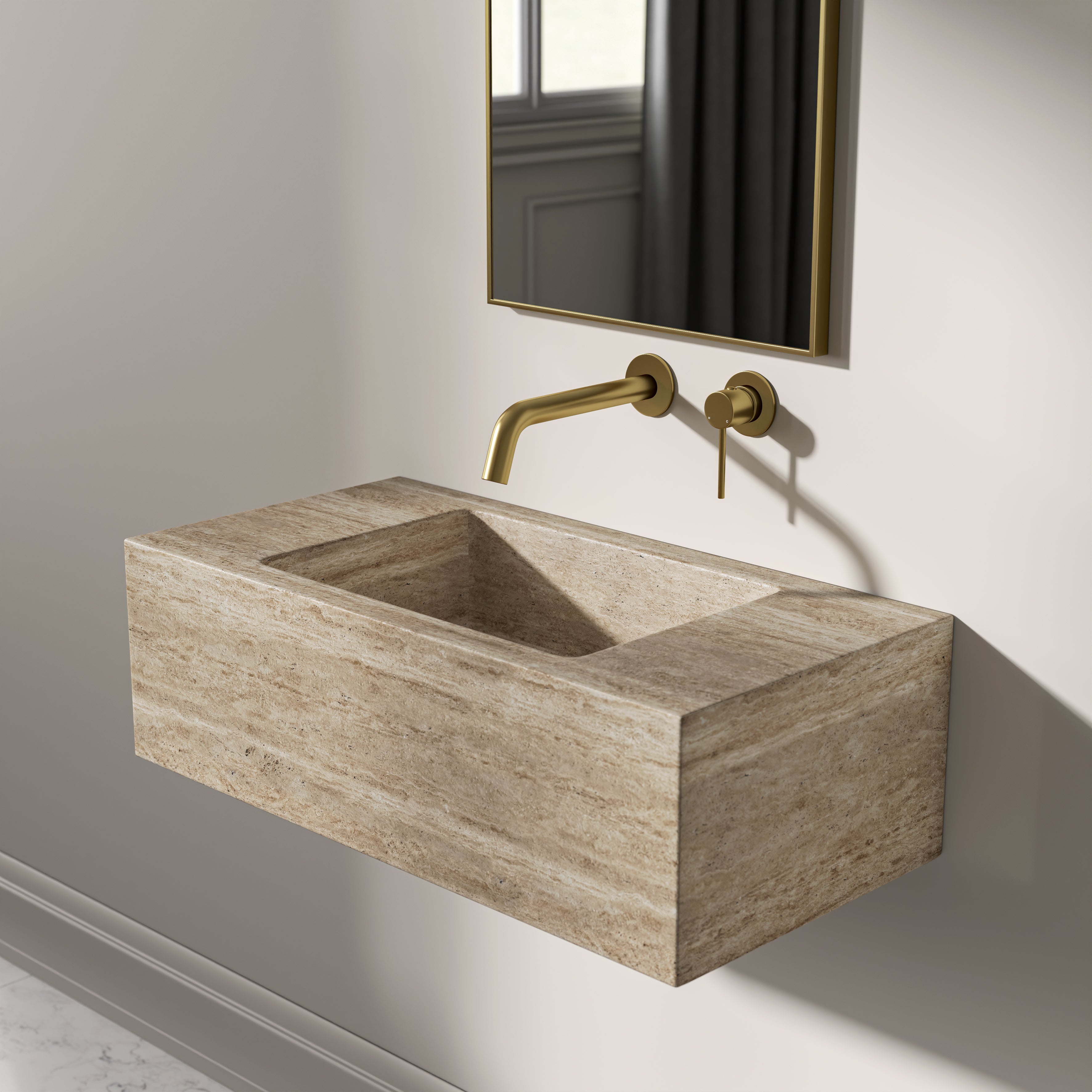 Cinatti Travertine Marble Wall Hung Basin 700mm