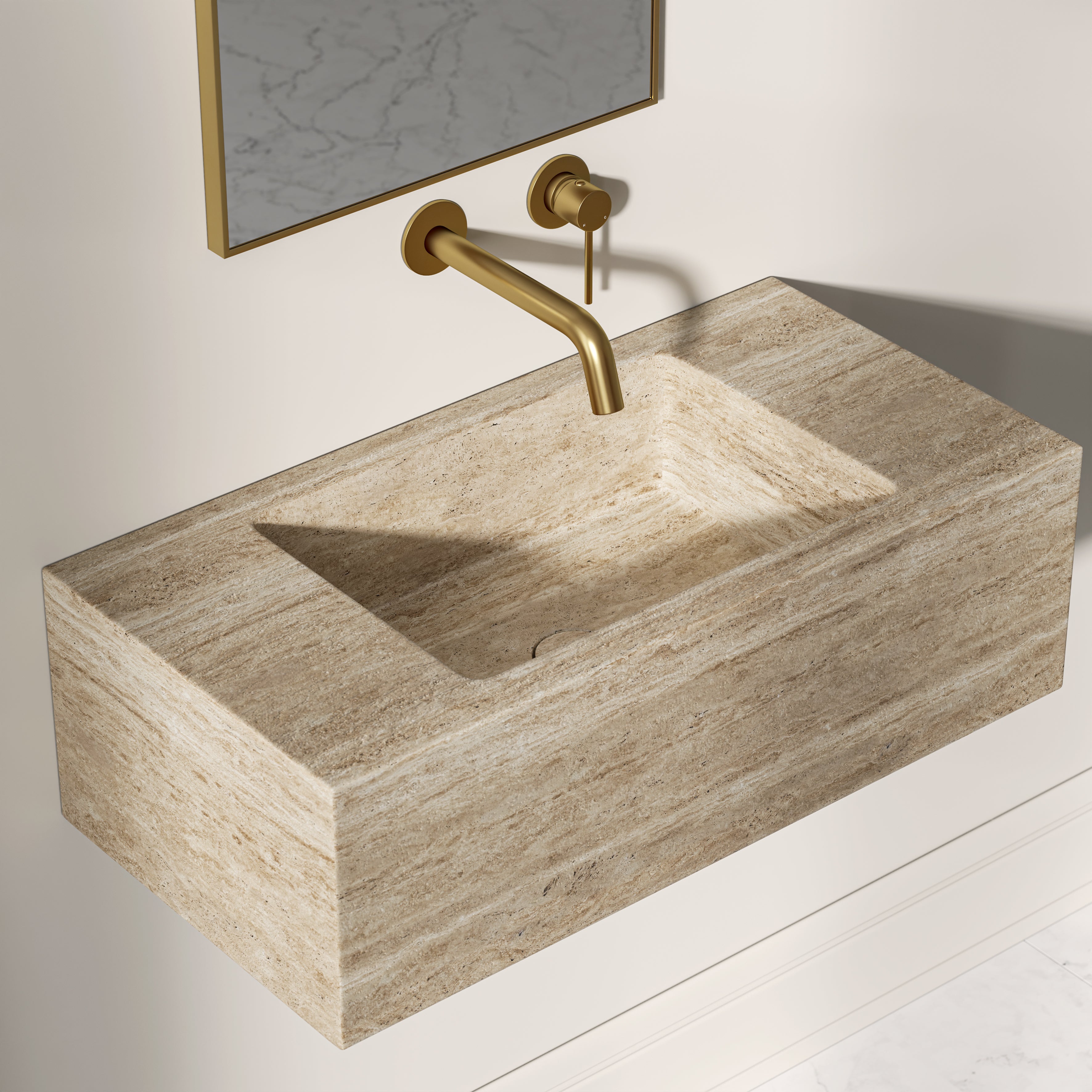 Cinatti Travertine Marble Wall Hung Basin 700mm