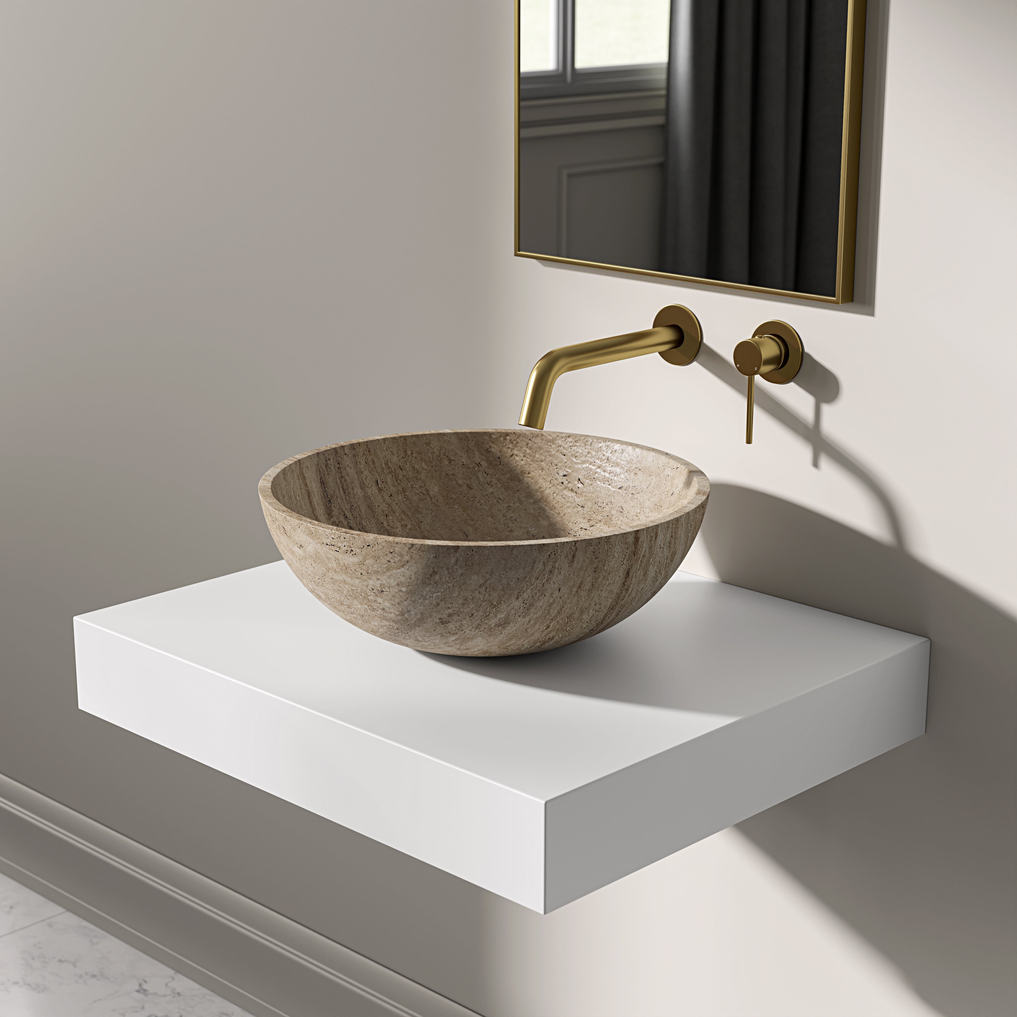 Circo Travertine Marble Countertop Basin 400mm