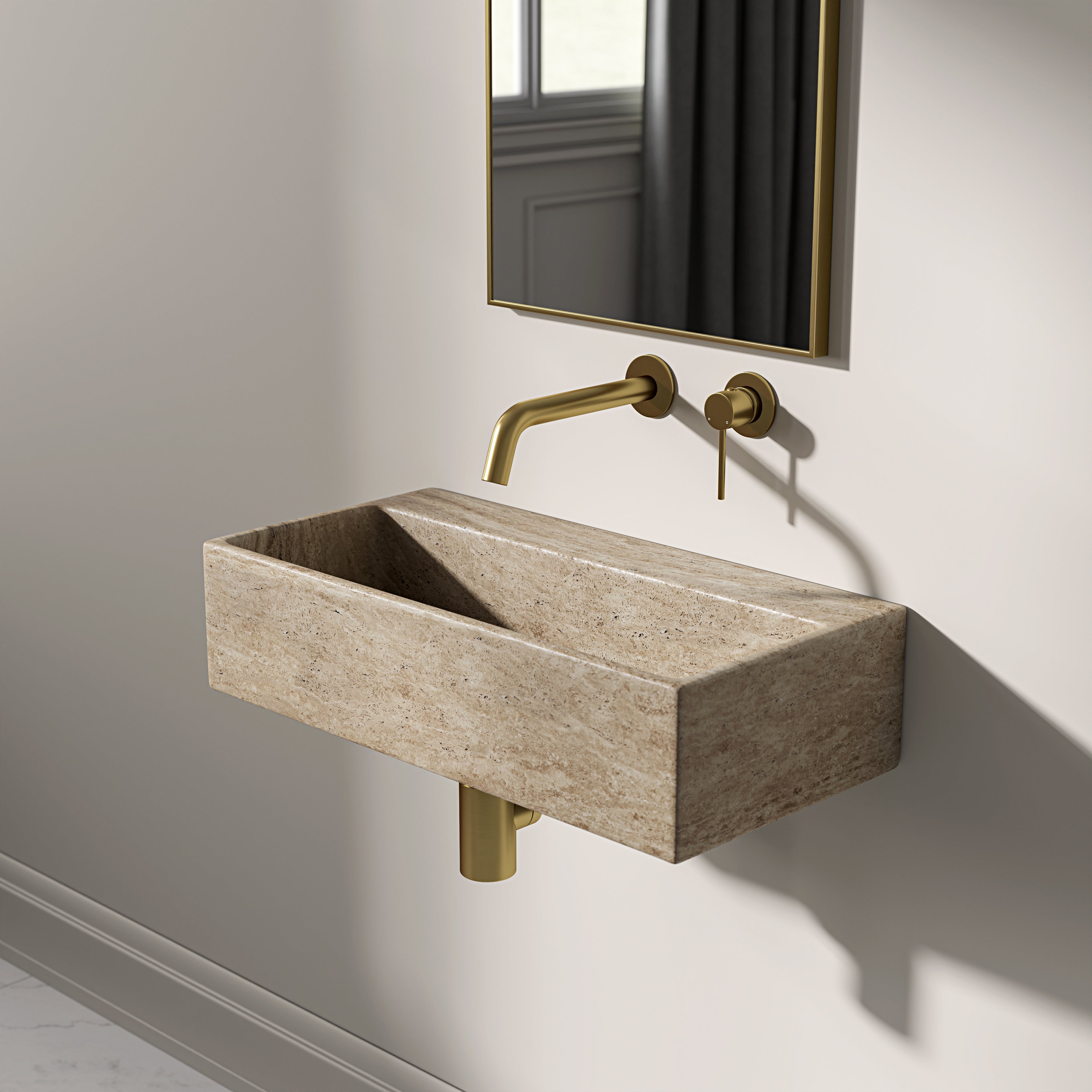 Clara Travertine Wall Hung Basin 600mm