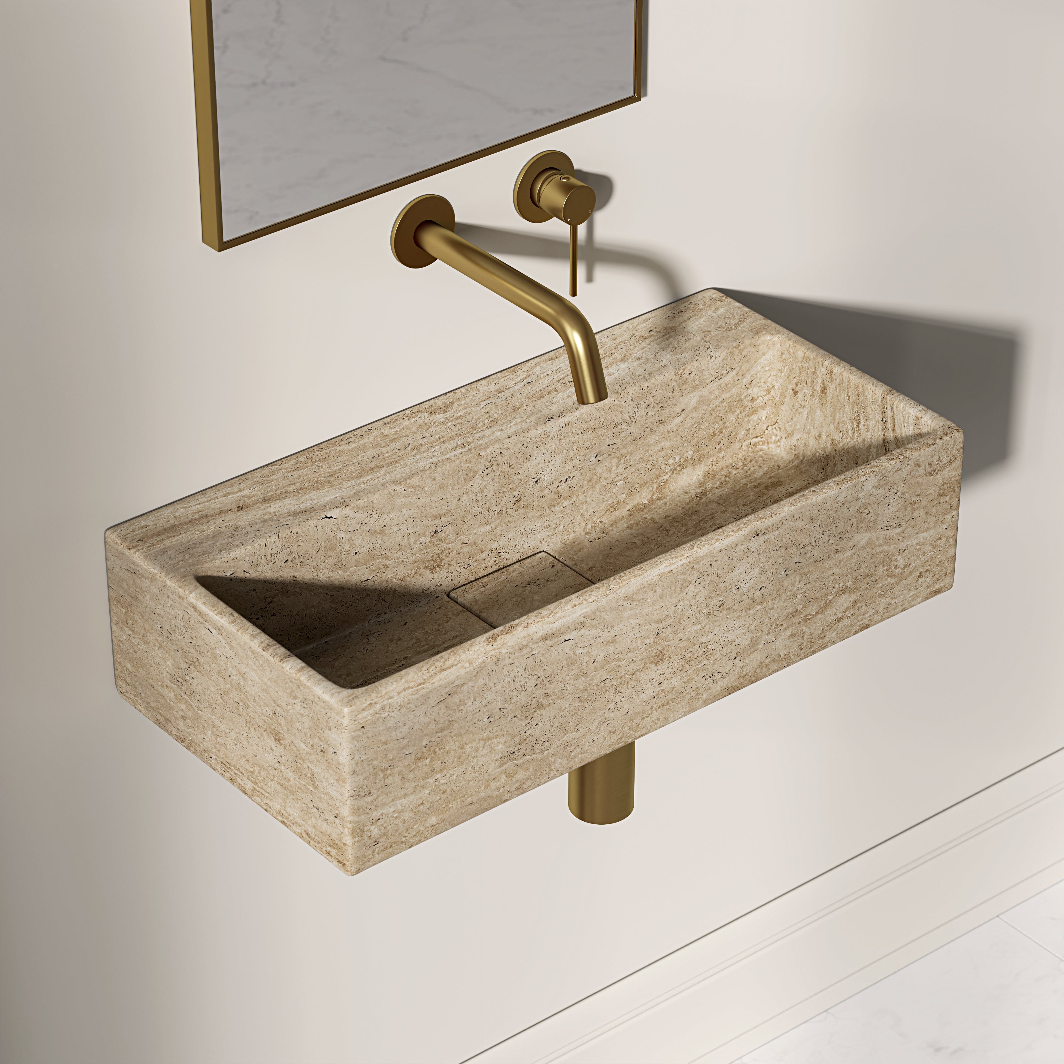 Clara Travertine Wall Hung Basin 600mm