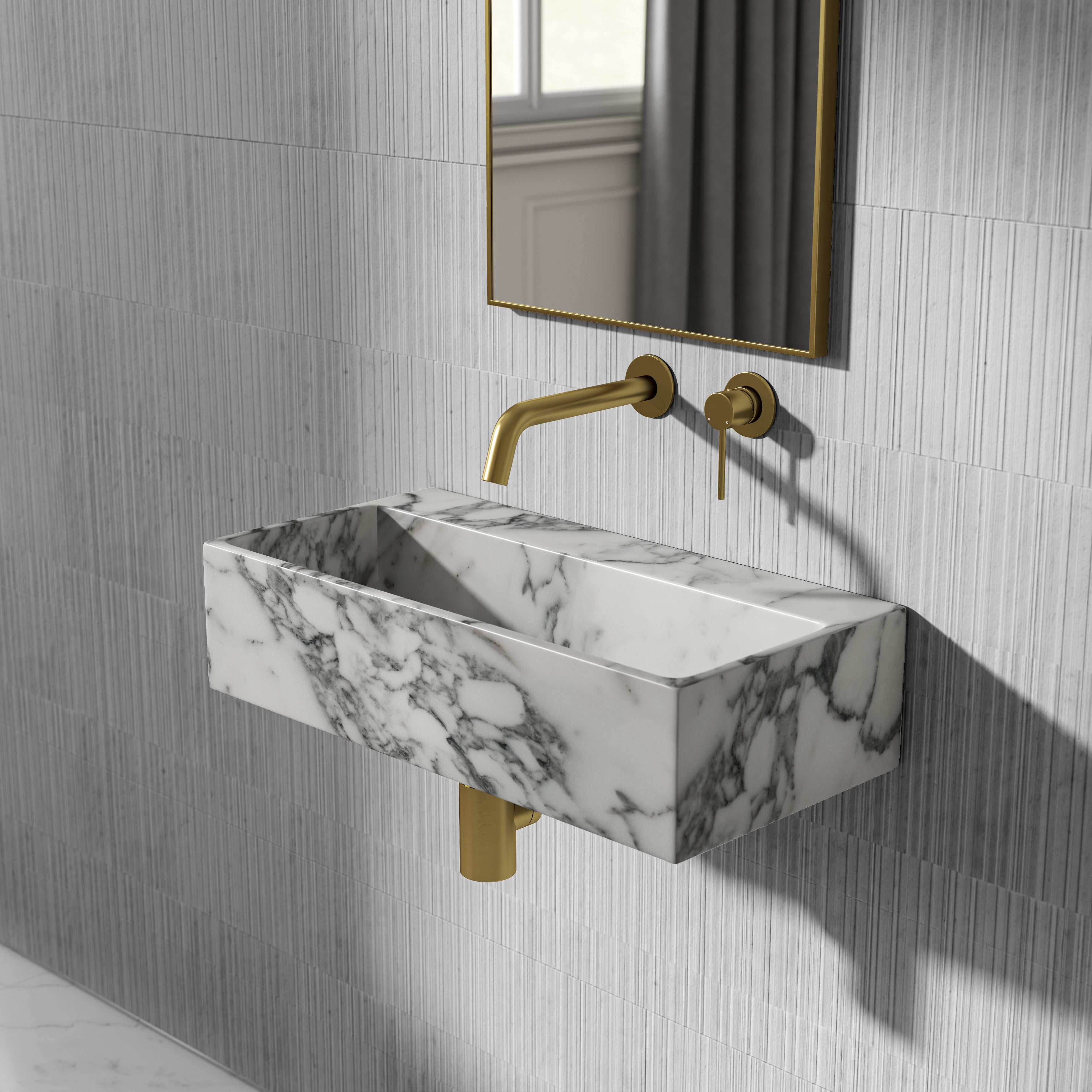 Clara Arabescato Marble Wall Hung Basin 600mm