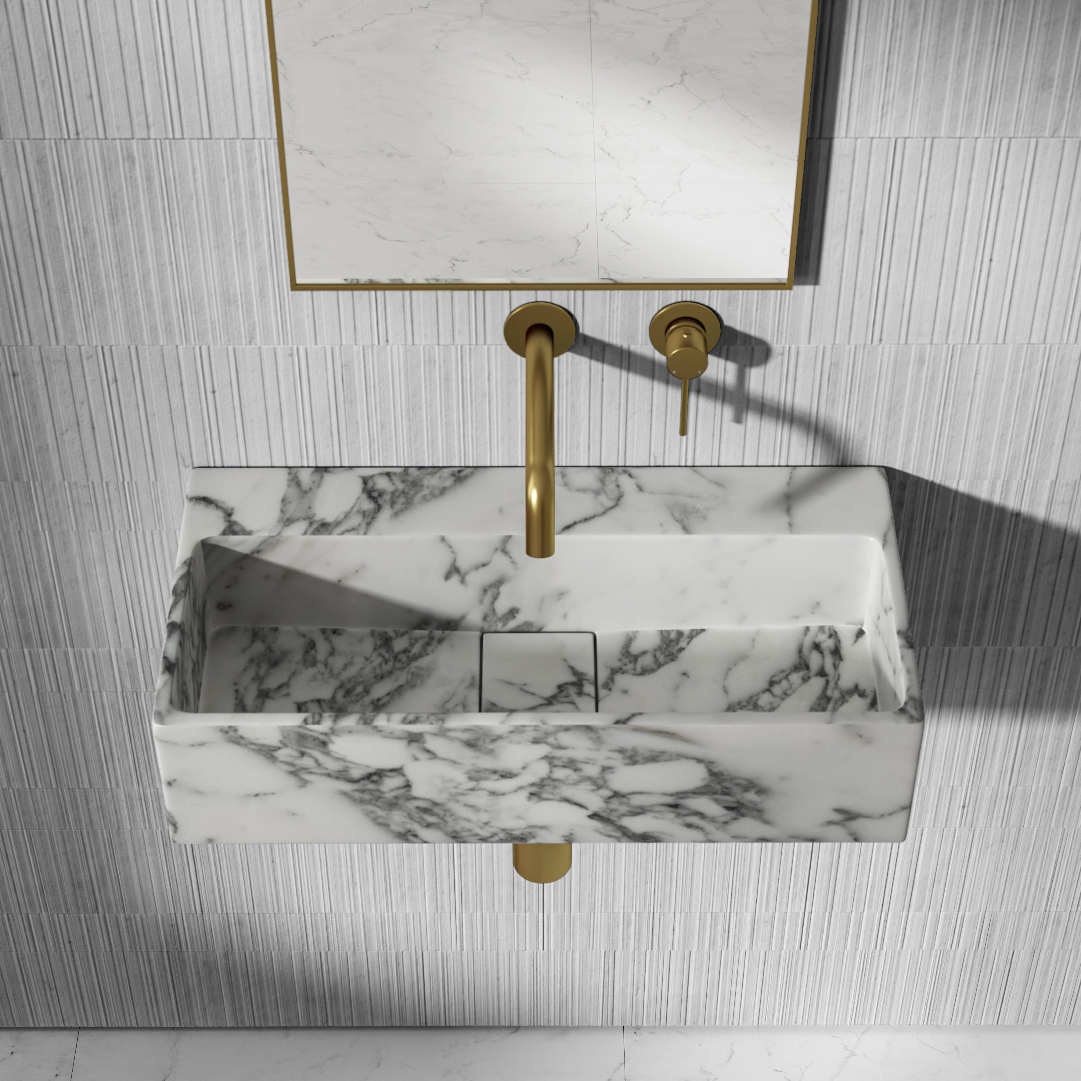 Clara Arabescato Marble Wall Hung Basin 600mm