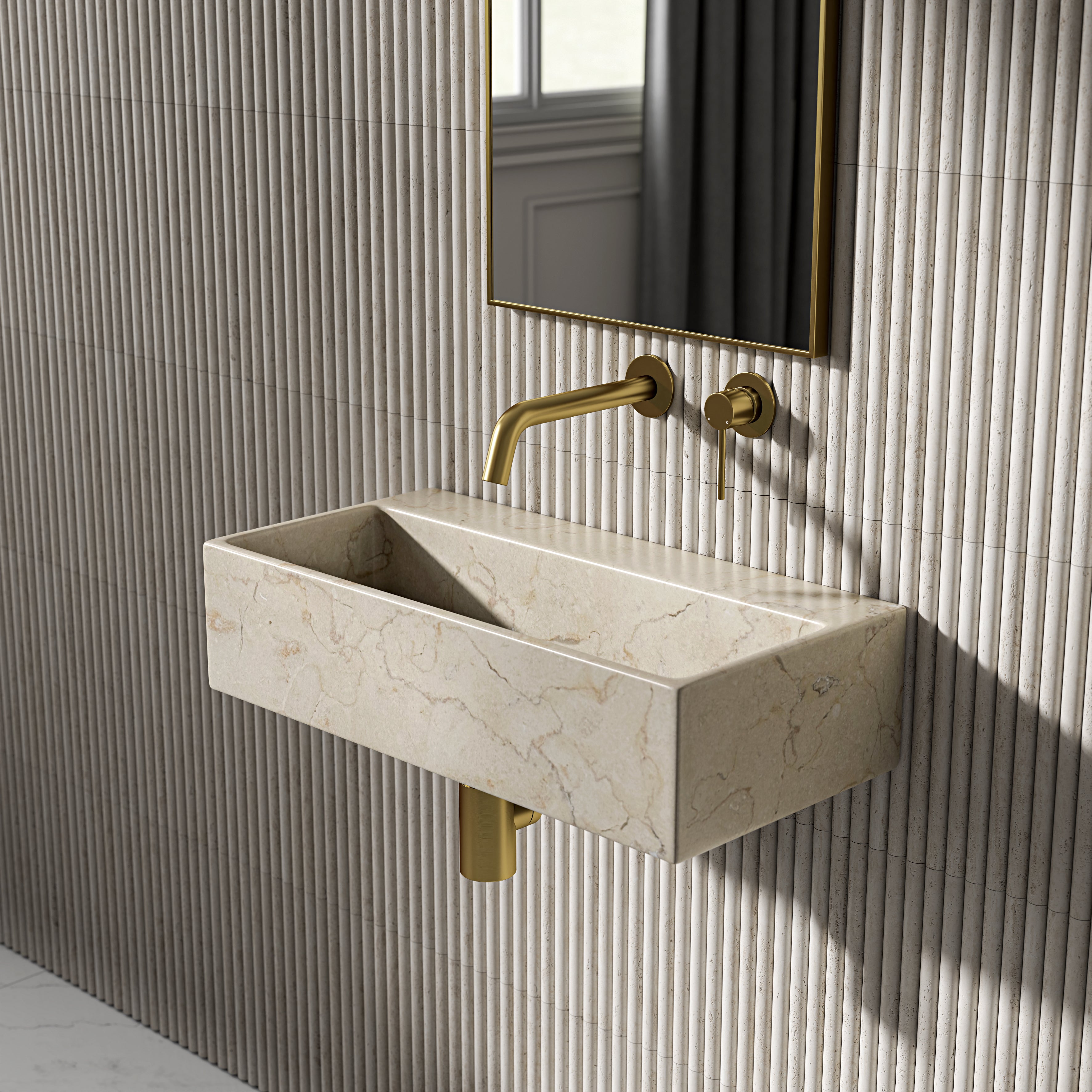 Clara Crema Marfil Marble Wall Hung Basin 600mm