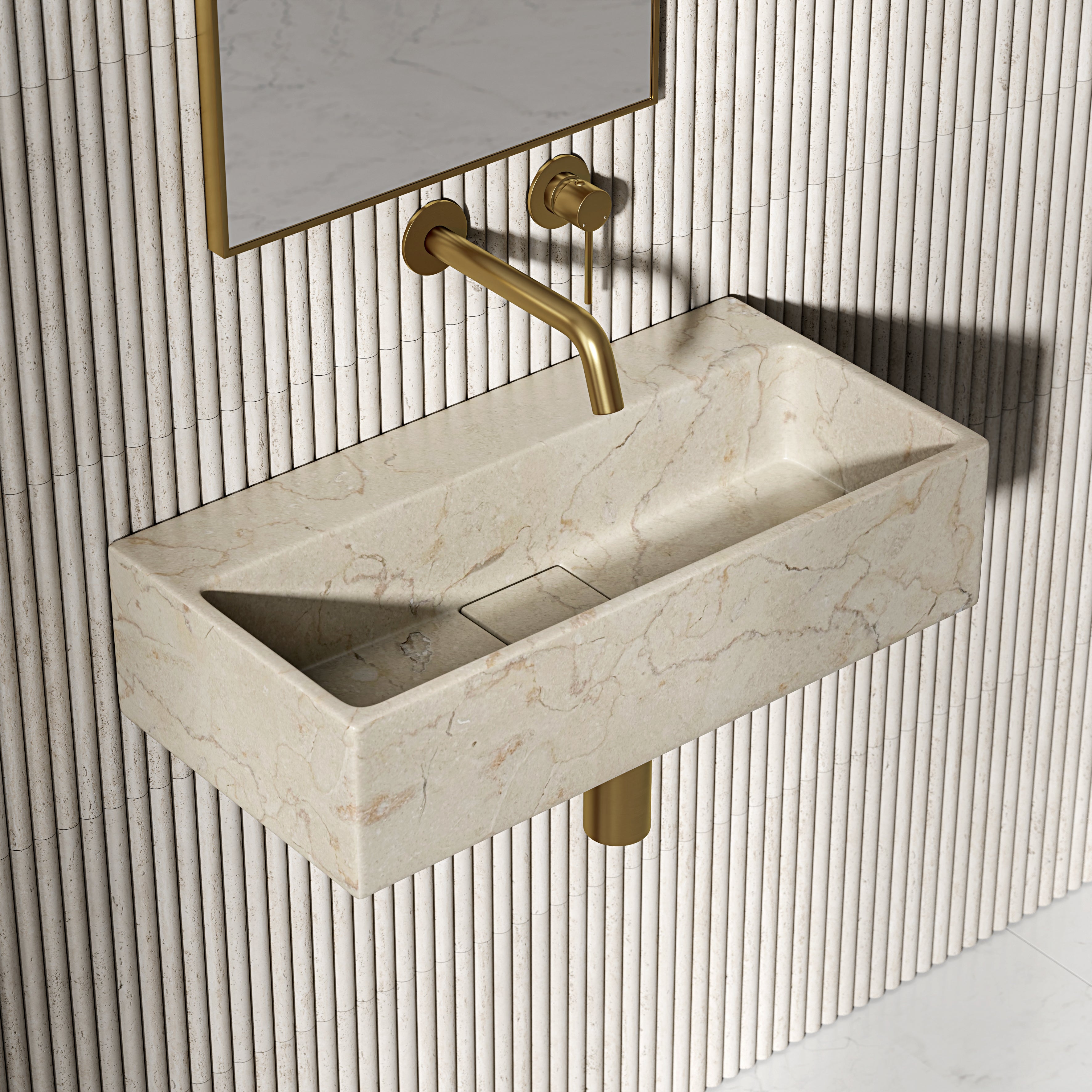 Clara Crema Marfil Marble Wall Hung Basin 600mm