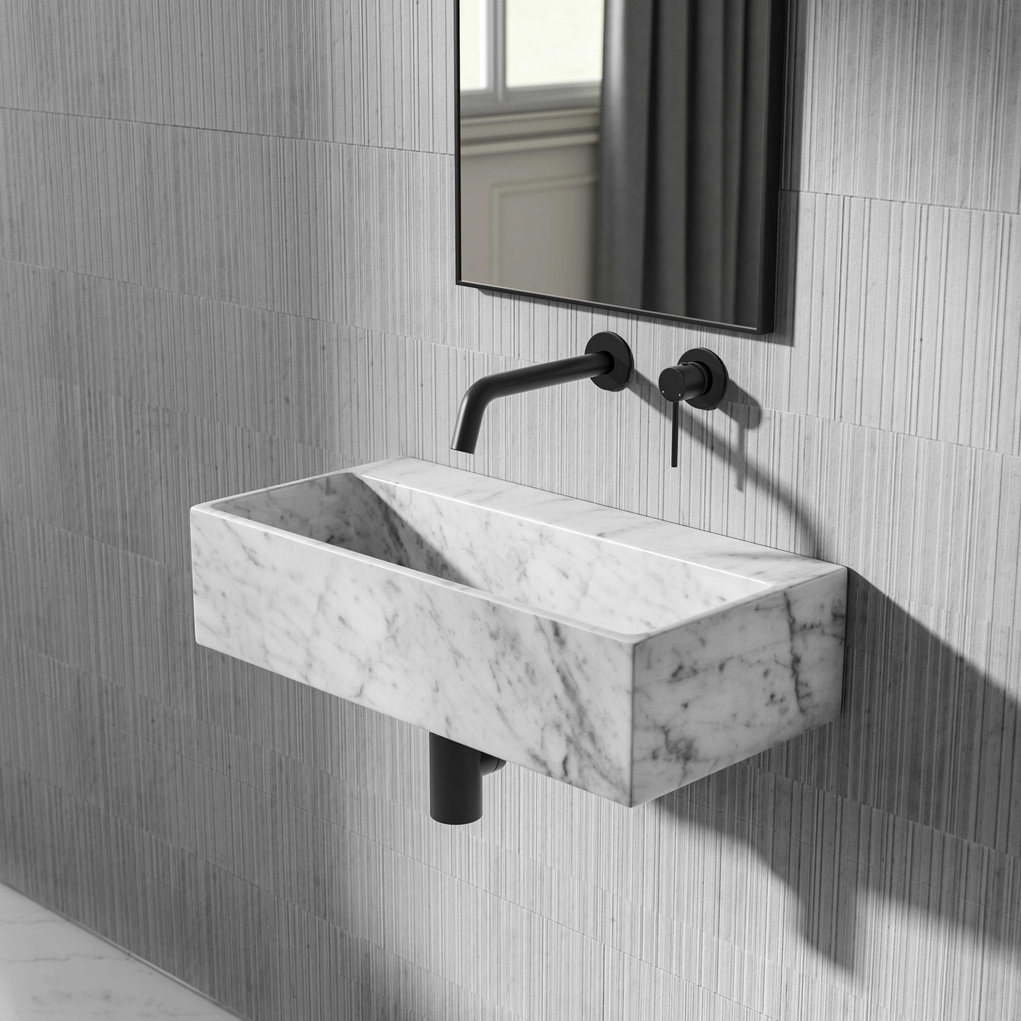 Clara Carrara Marble Wall Hung Basin 600mm