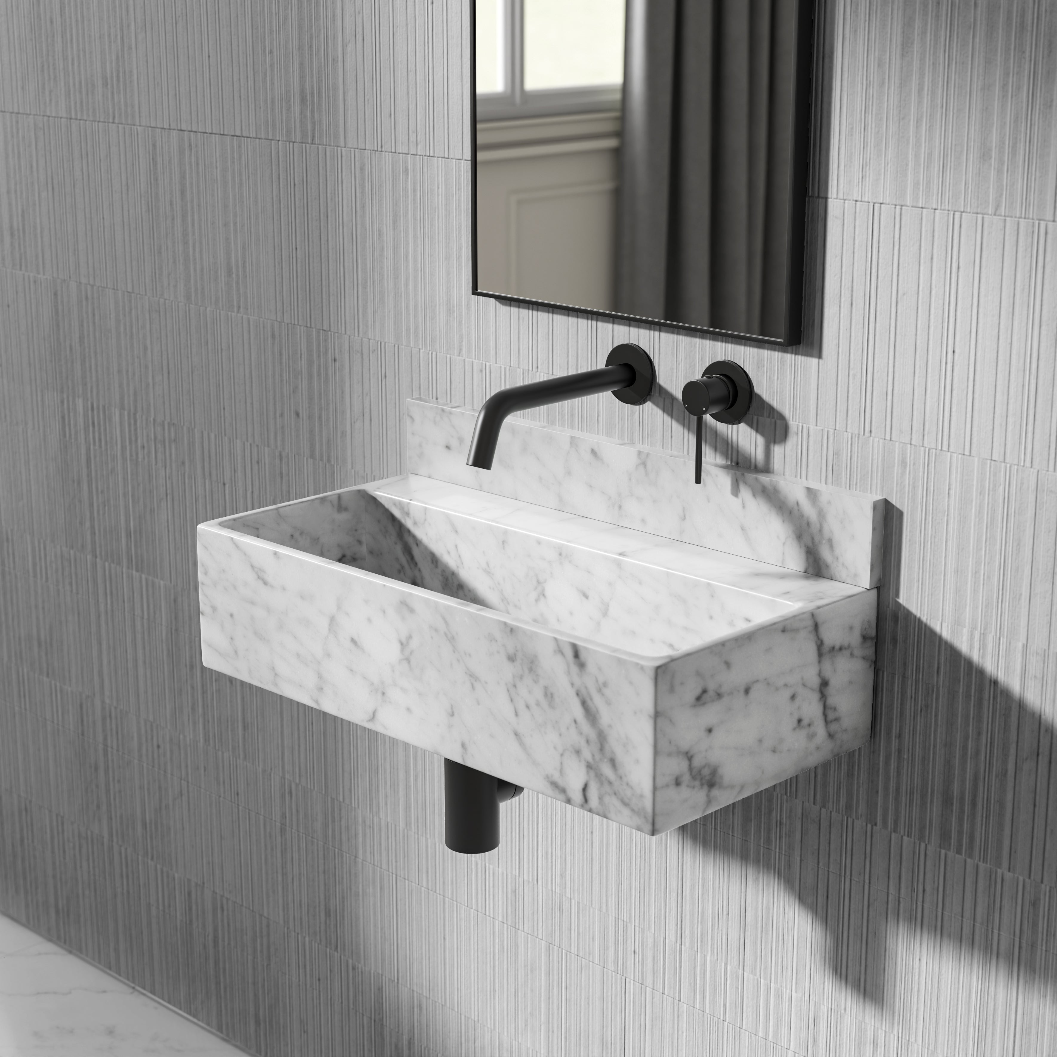 Carrara Marble Upstand 600mm