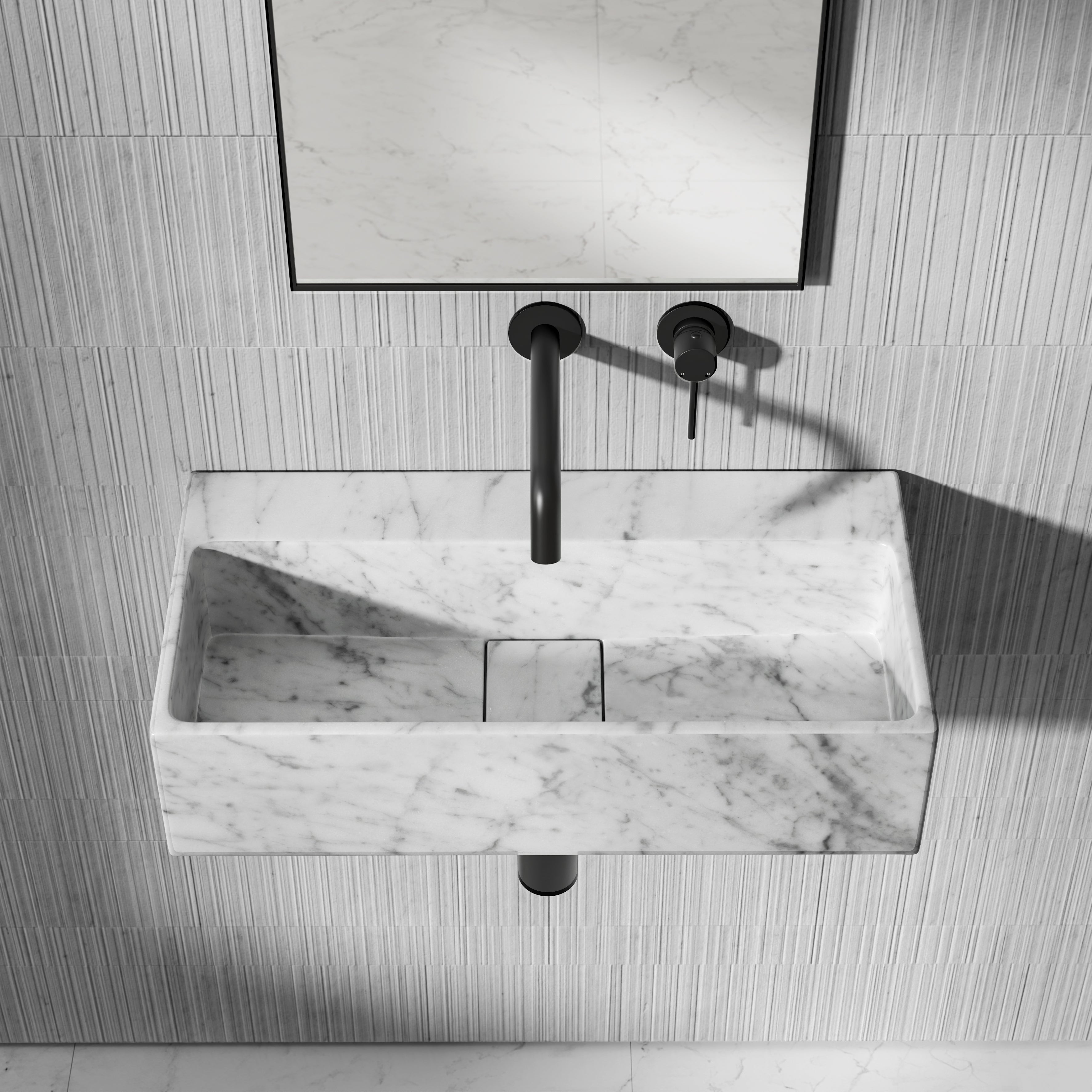 Clara Carrara Marble Wall Hung Basin 600mm
