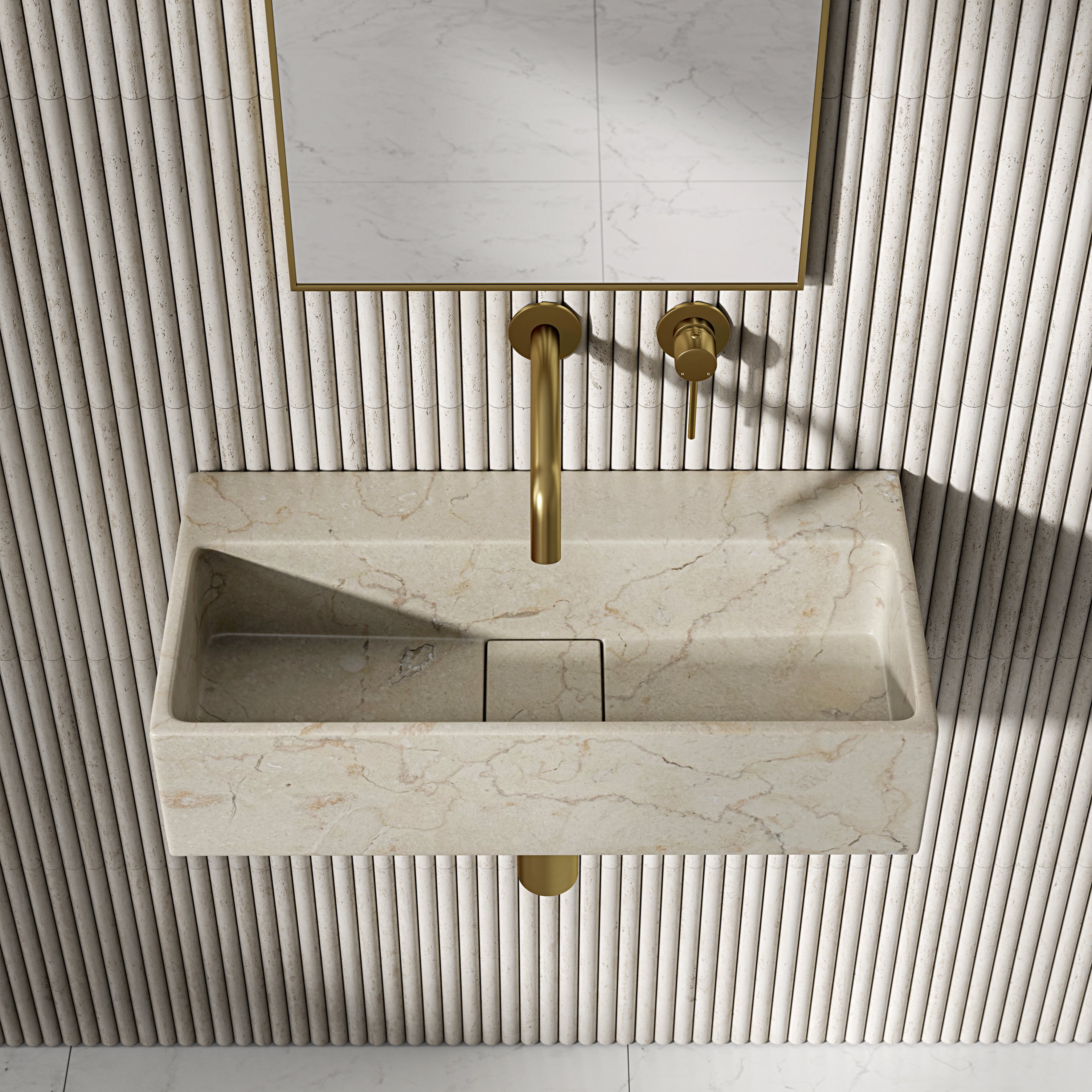 Clara Crema Marfil Marble Wall Hung Basin 600mm