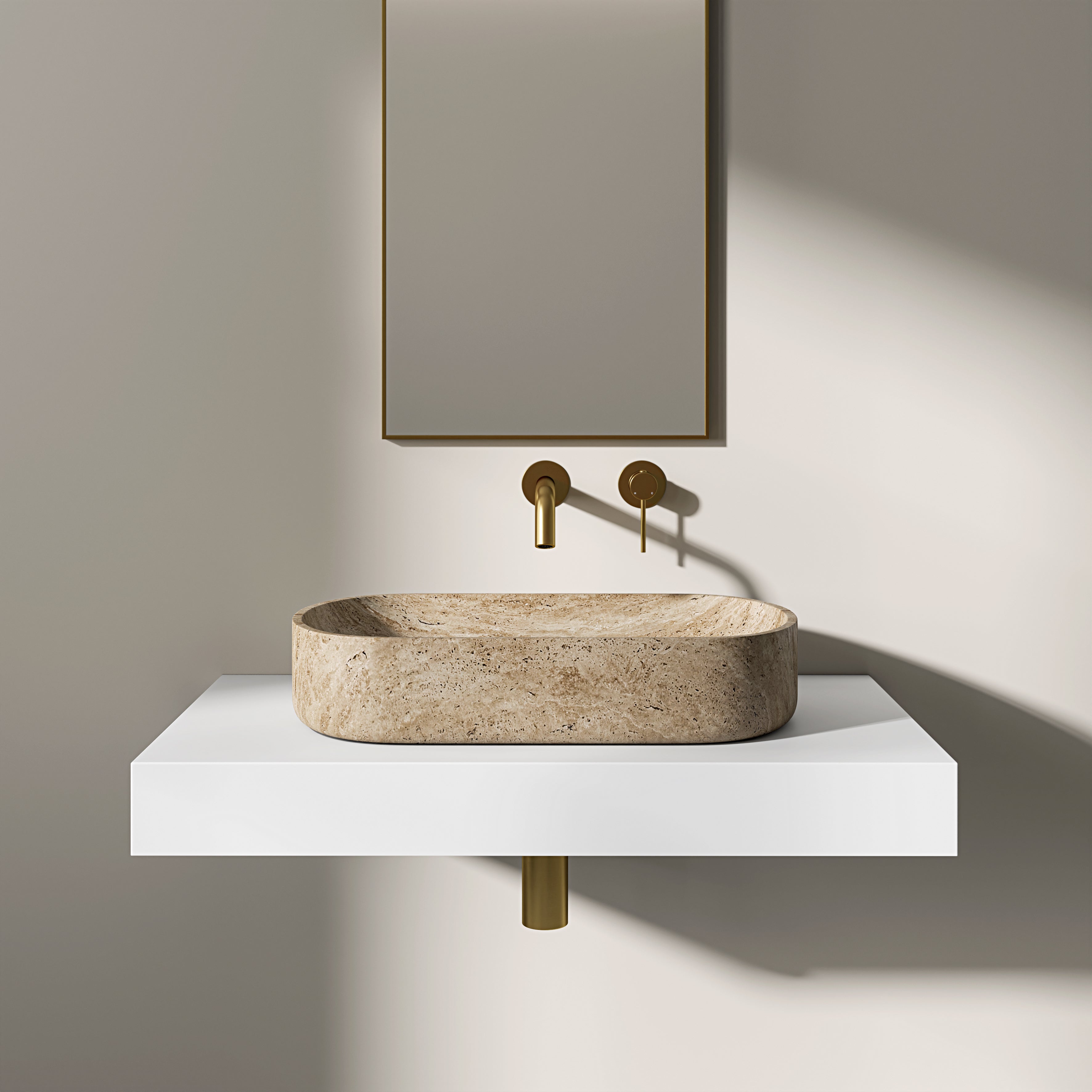 Clere Travertine Countertop Basin 550mm