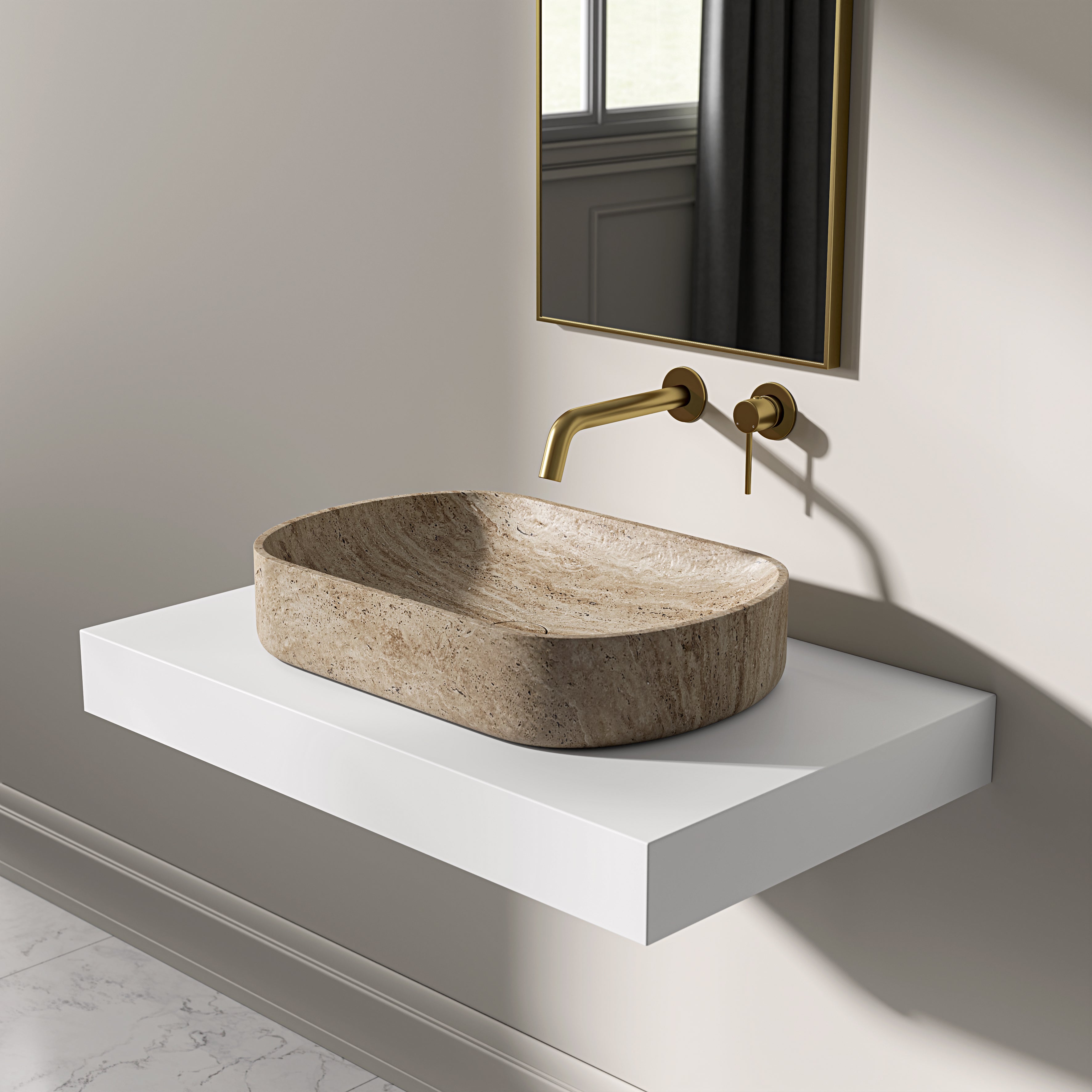 Clere Travertine Countertop Basin 550mm