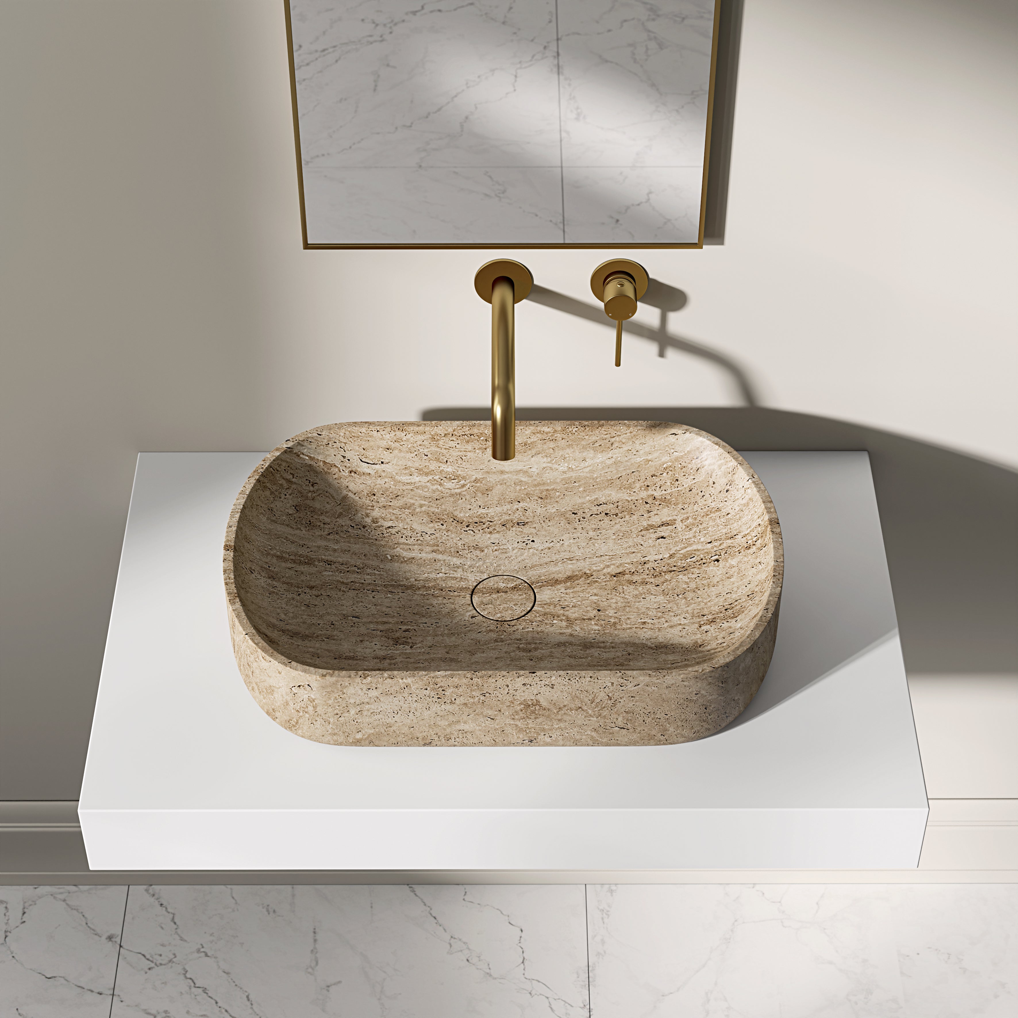 Clere Travertine Countertop Basin 550mm