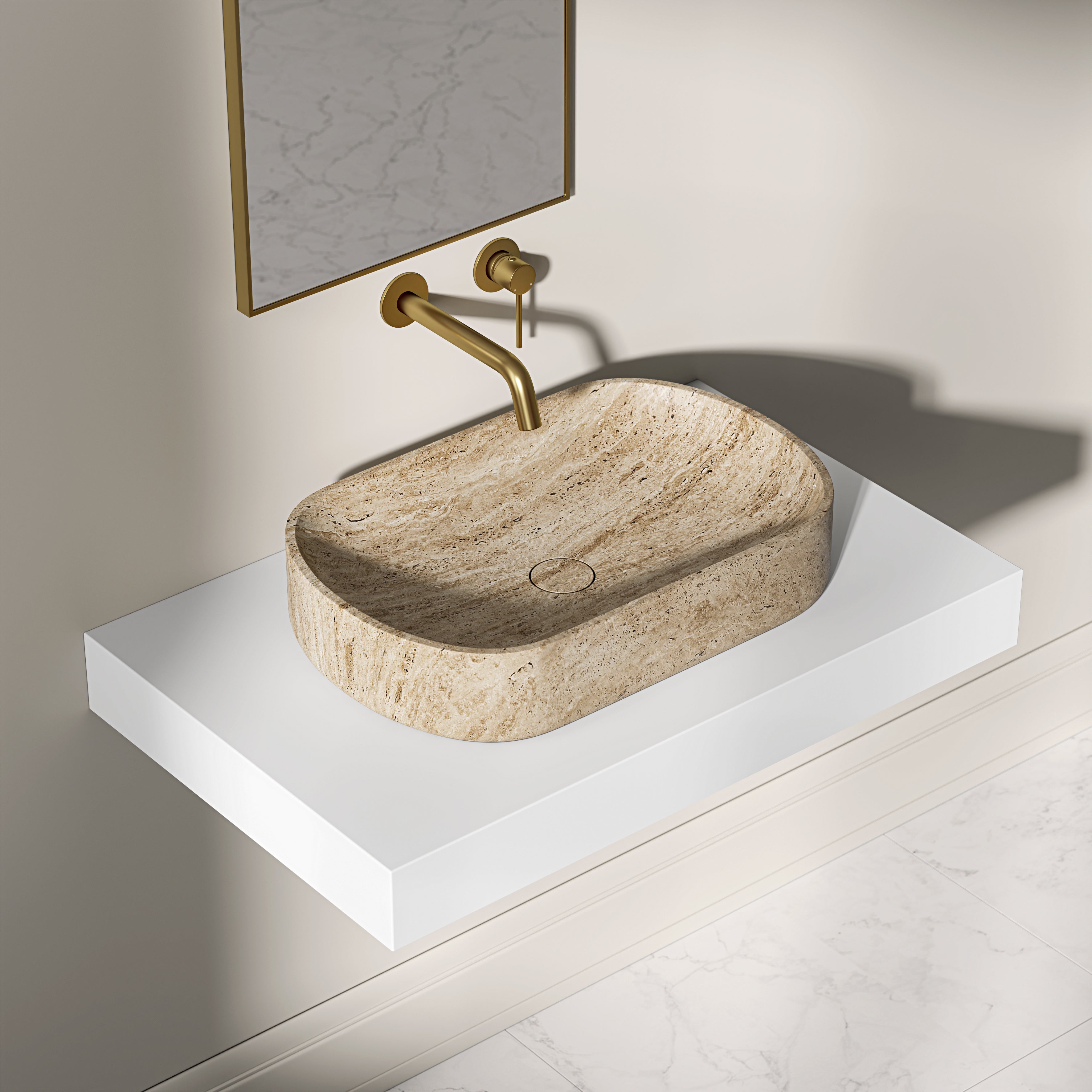 Clere Travertine Countertop Basin 550mm