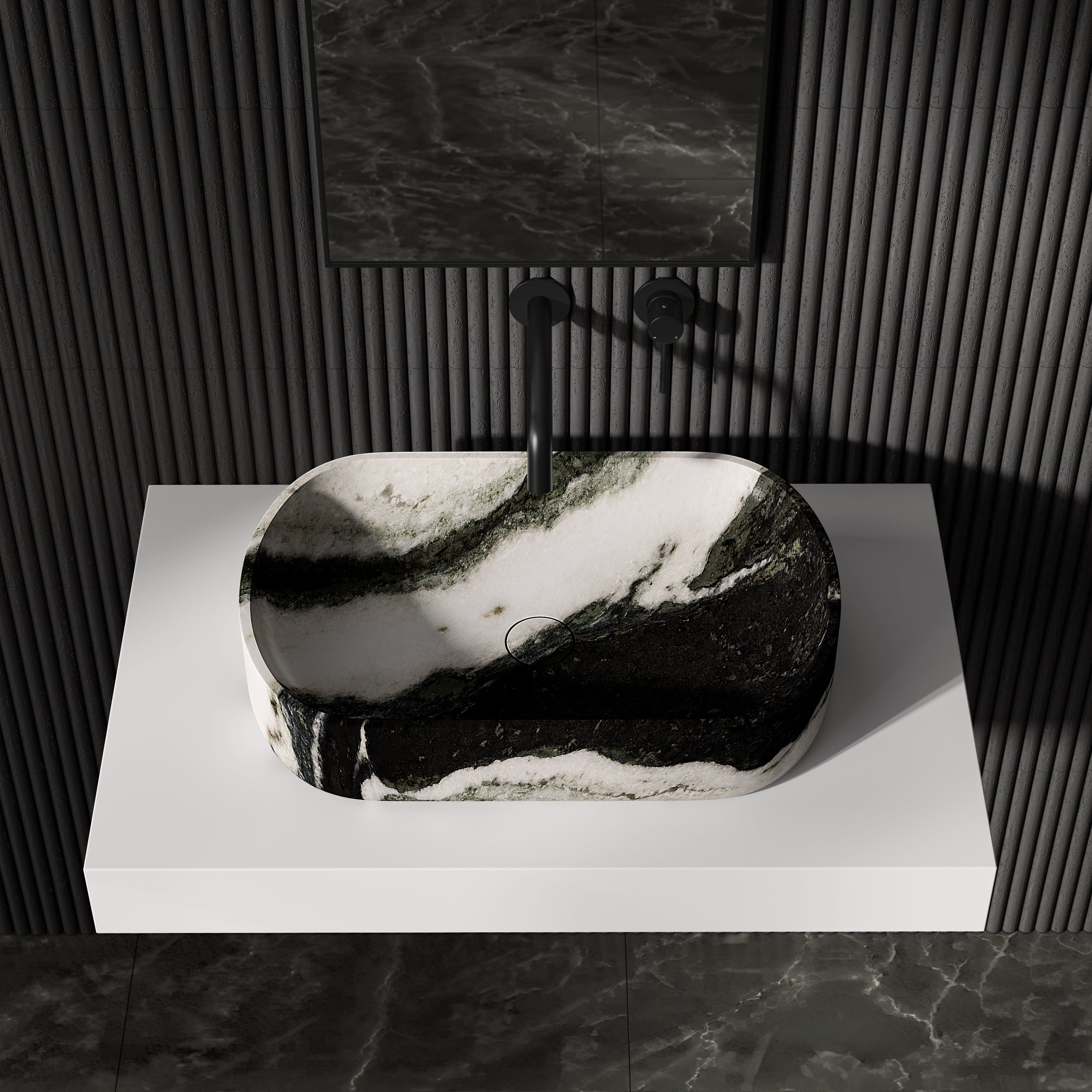 Clere Panda Marble Countertop Basin 550mm
