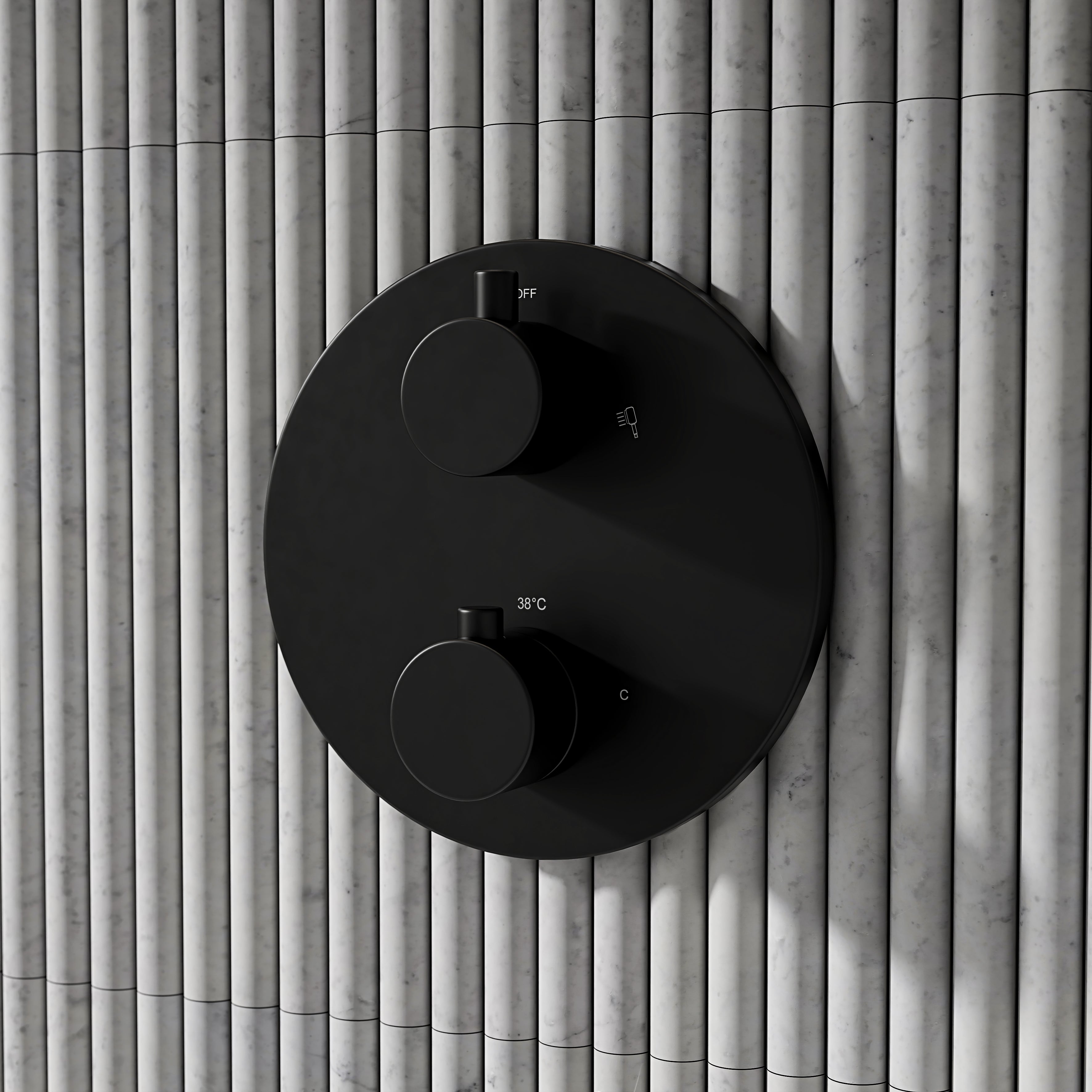 Nuvo Matte Black Thermostatic Shower With Handheld Shower
