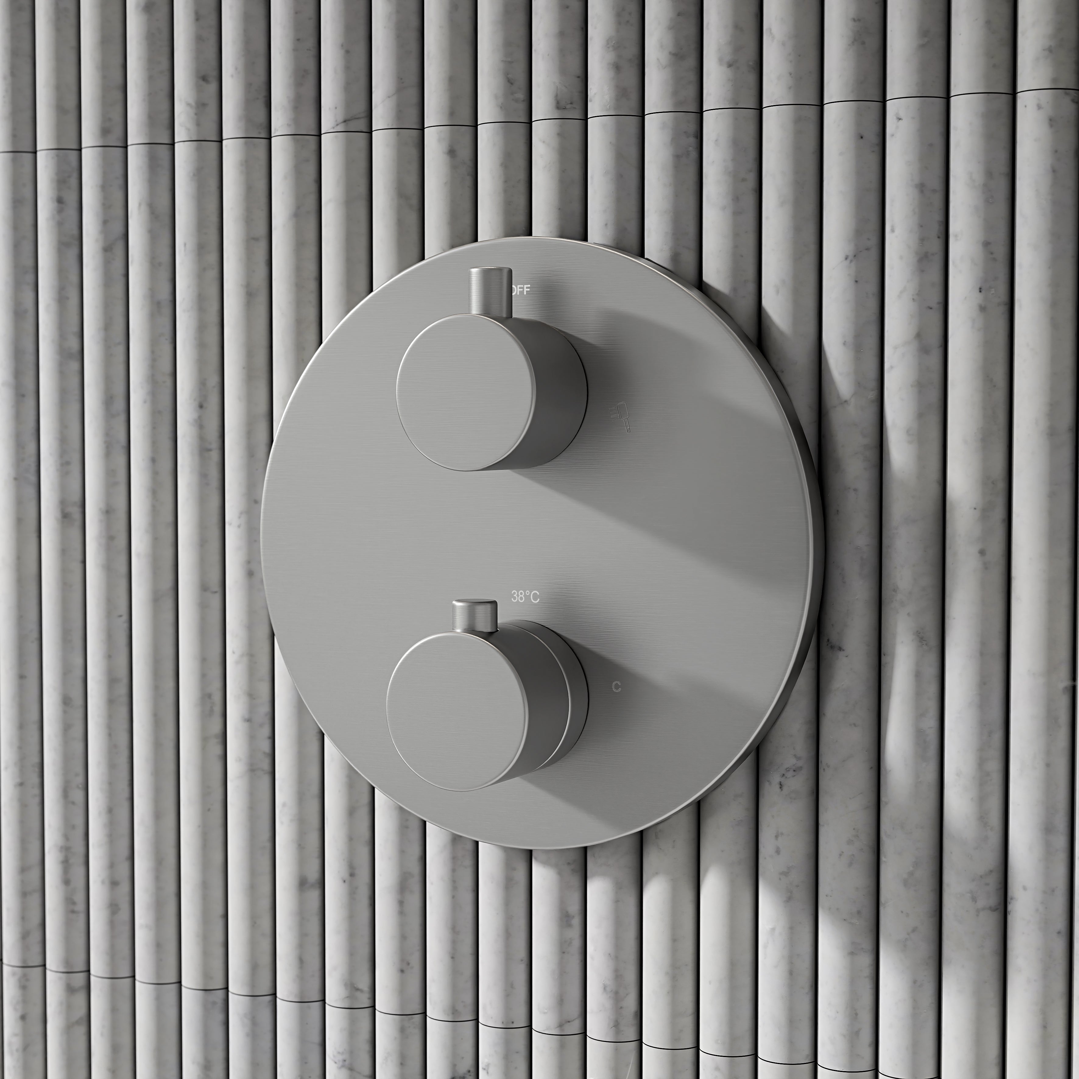 Nuvo Brushed Stainless Thermostatic Shower With Handheld Shower
