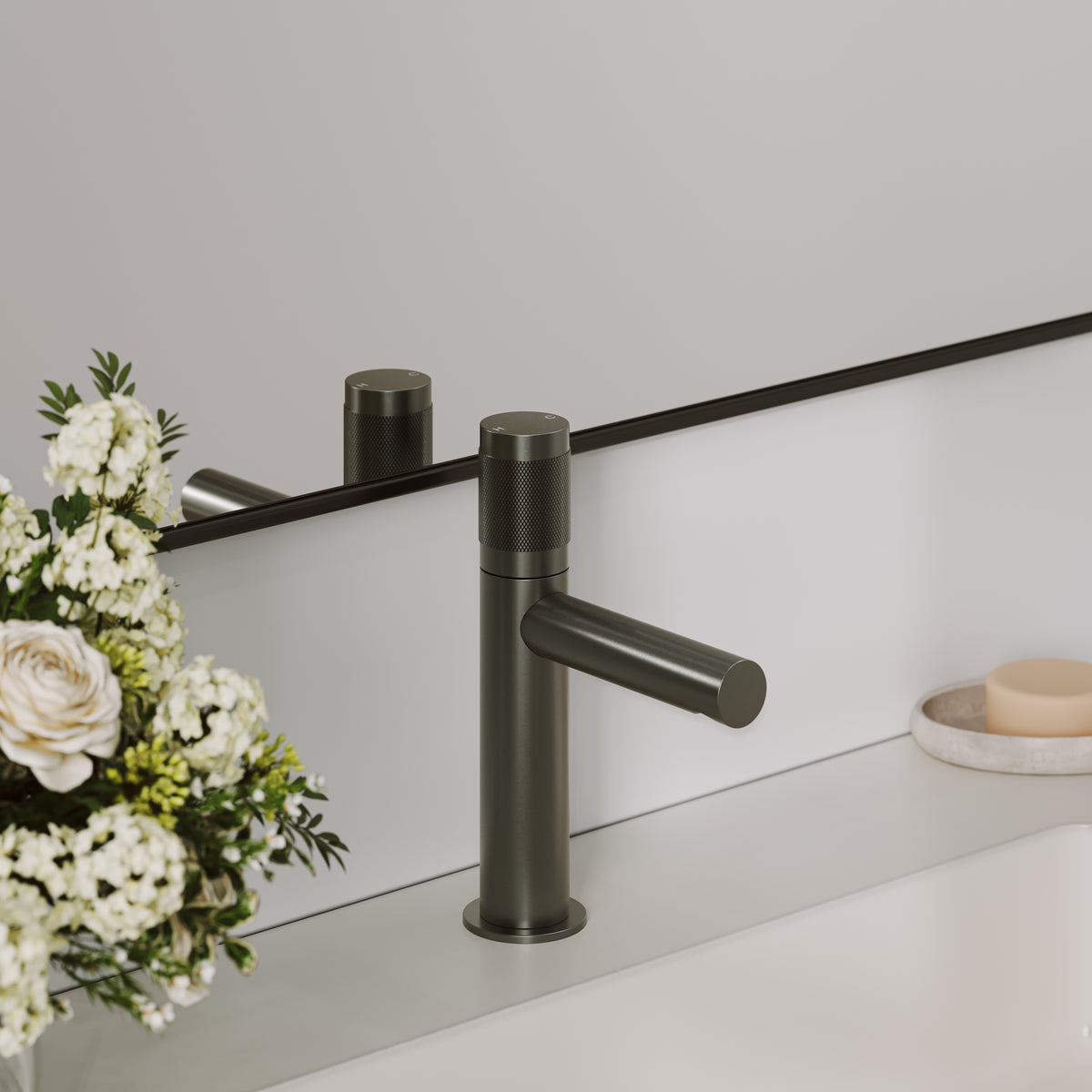 Alder Monobloc Brushed Gunmetal Basin Mixer Tap