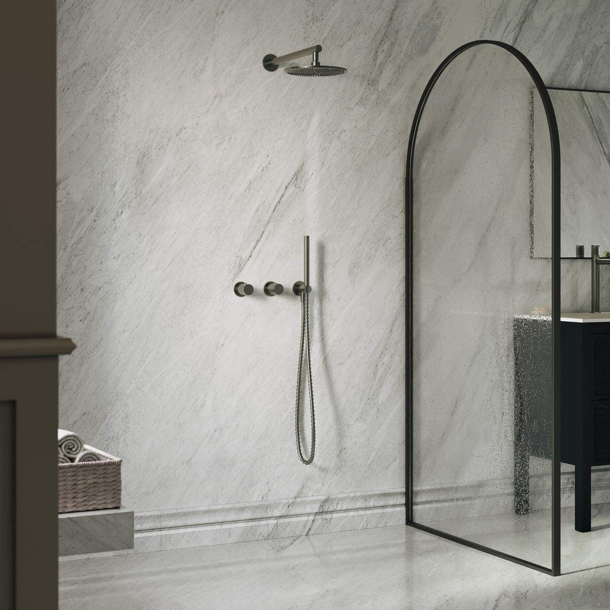 Alder Brushed Gunmetal Thermostatic Shower With Handheld Shower