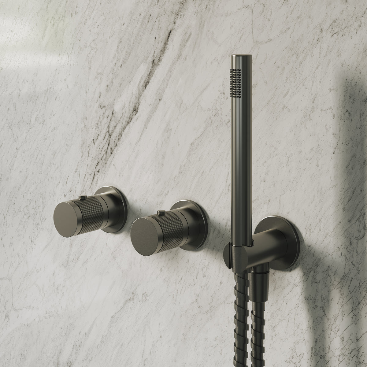 Alder Brushed Gunmetal Thermostatic Shower With Handheld Shower