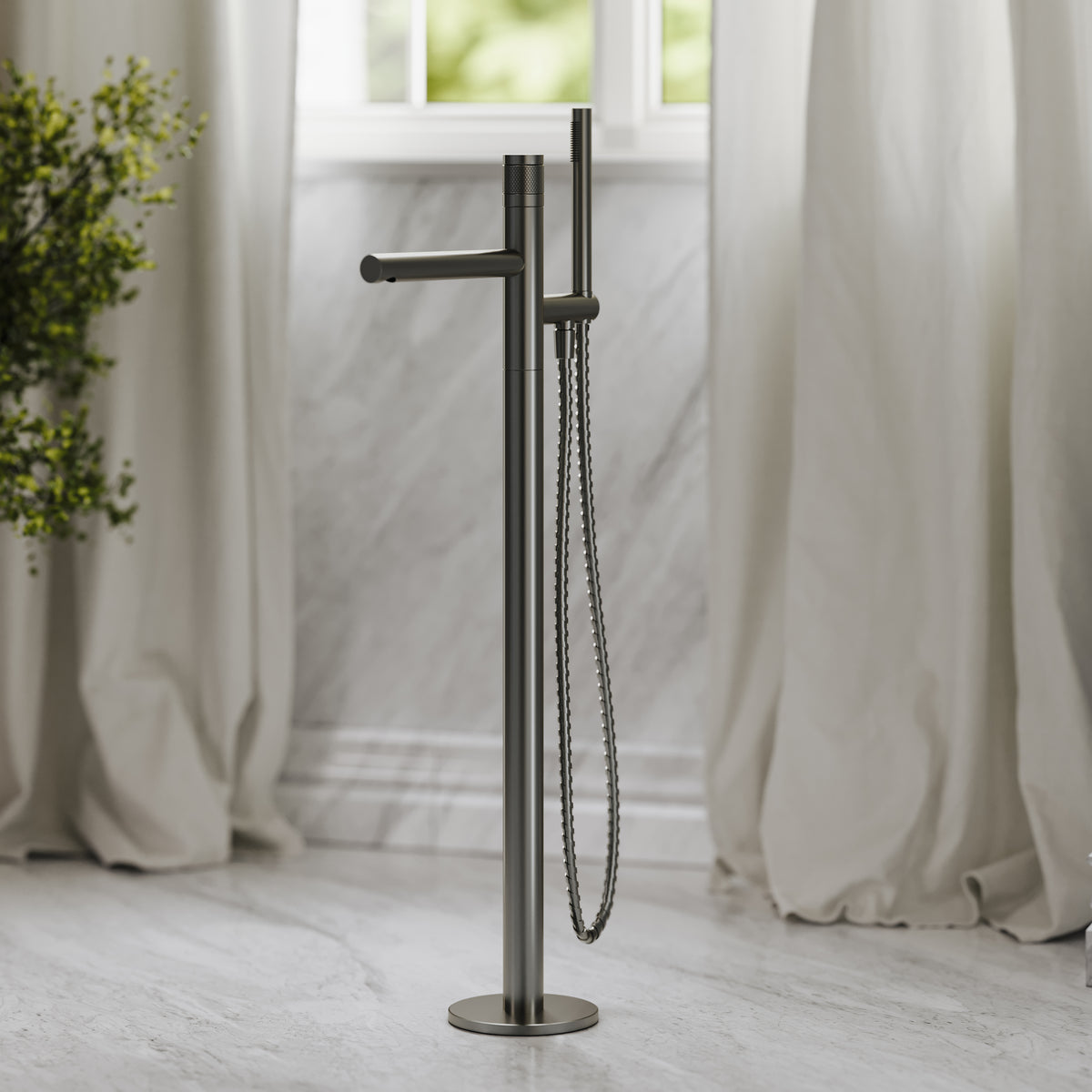 Alder Brushed Gunmetal Floorstanding Bath Shower Mixer Tap