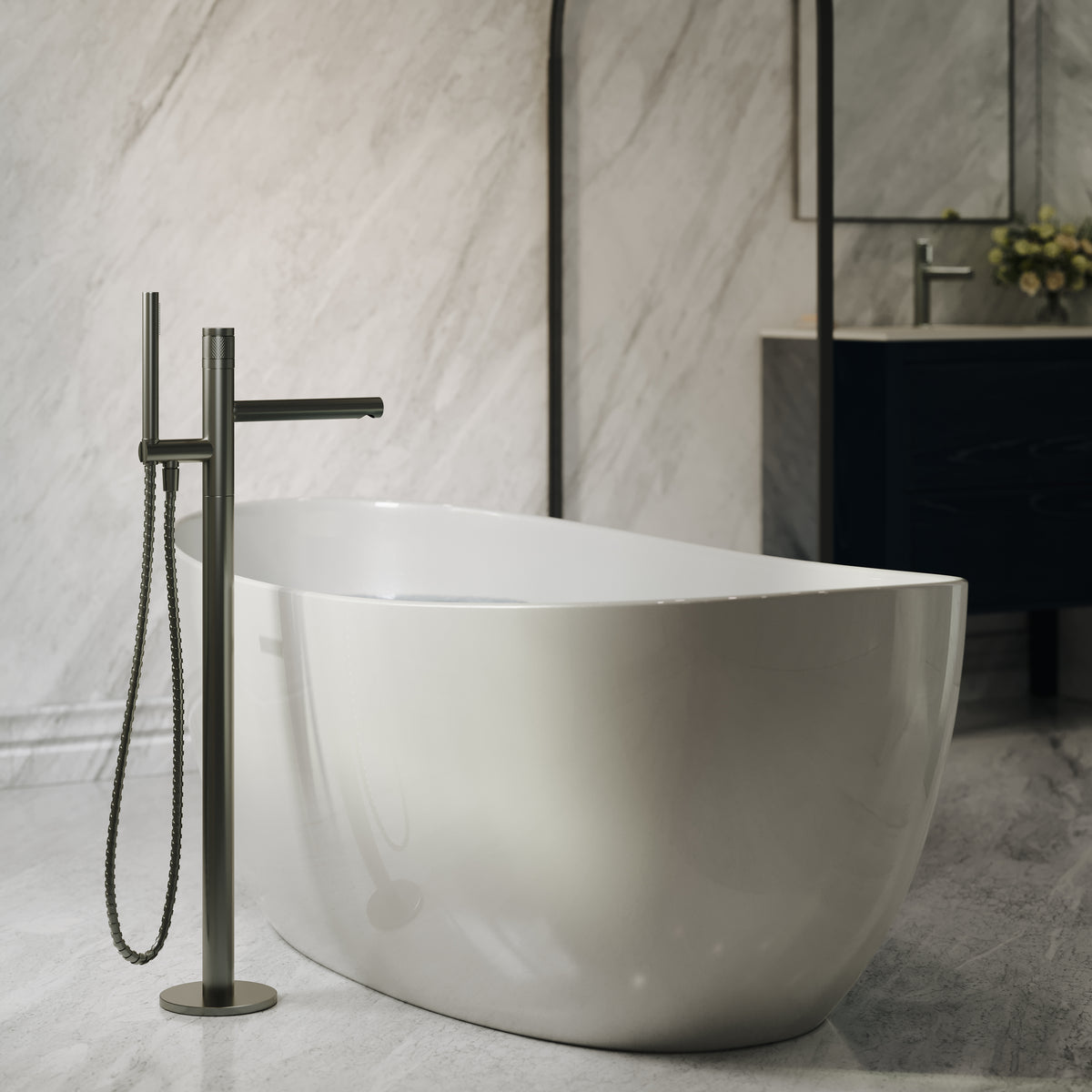 Alder Brushed Gunmetal Floorstanding Bath Shower Mixer Tap