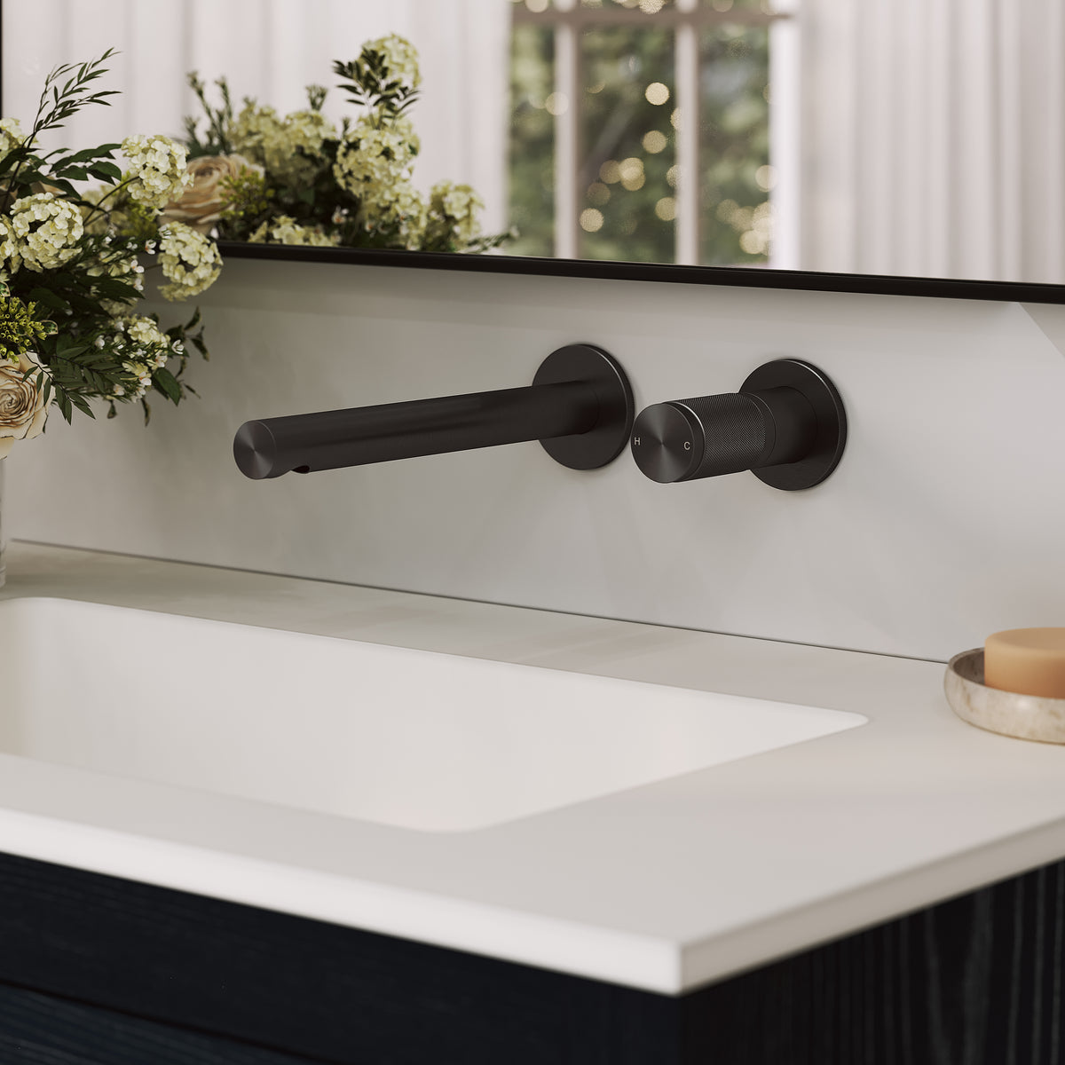 Alder Brushed Gunmetal Wall Mounted Basin Mixer Tap