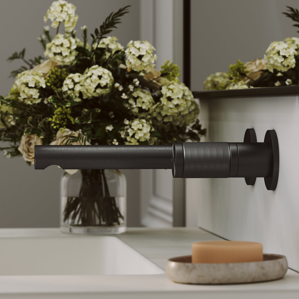 Alder Brushed Gunmetal Wall Mounted Basin Mixer Tap