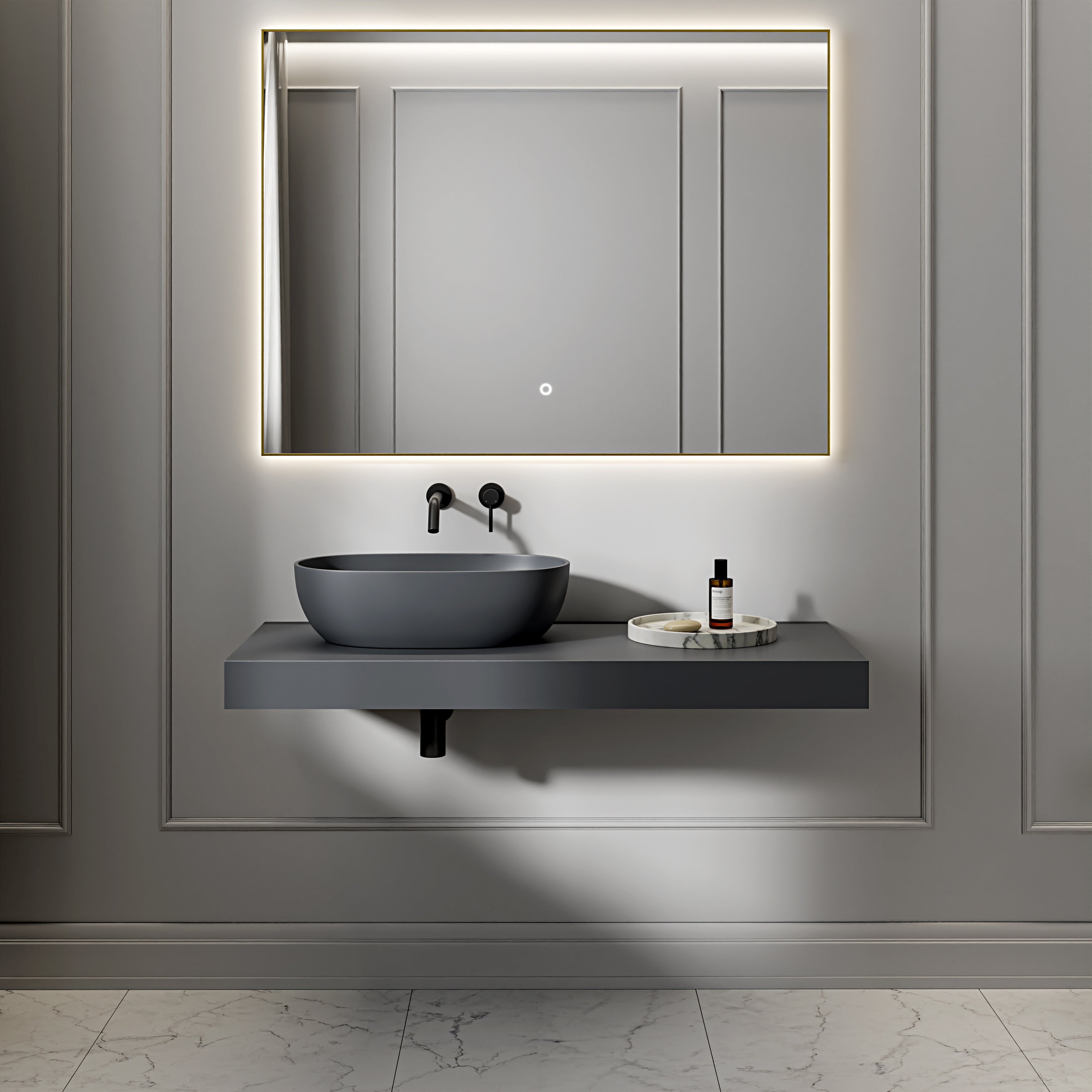 Bromley Slate Countertop Stone Basin 560mm